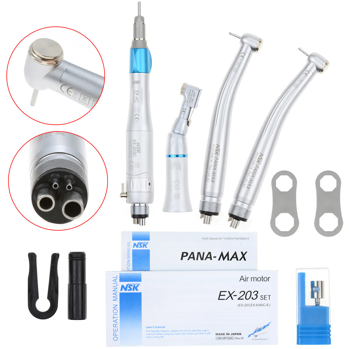 NSK Type Dental PANA MAX High Speed Handpieces Push Button+Low Speed EX203C 4/2H