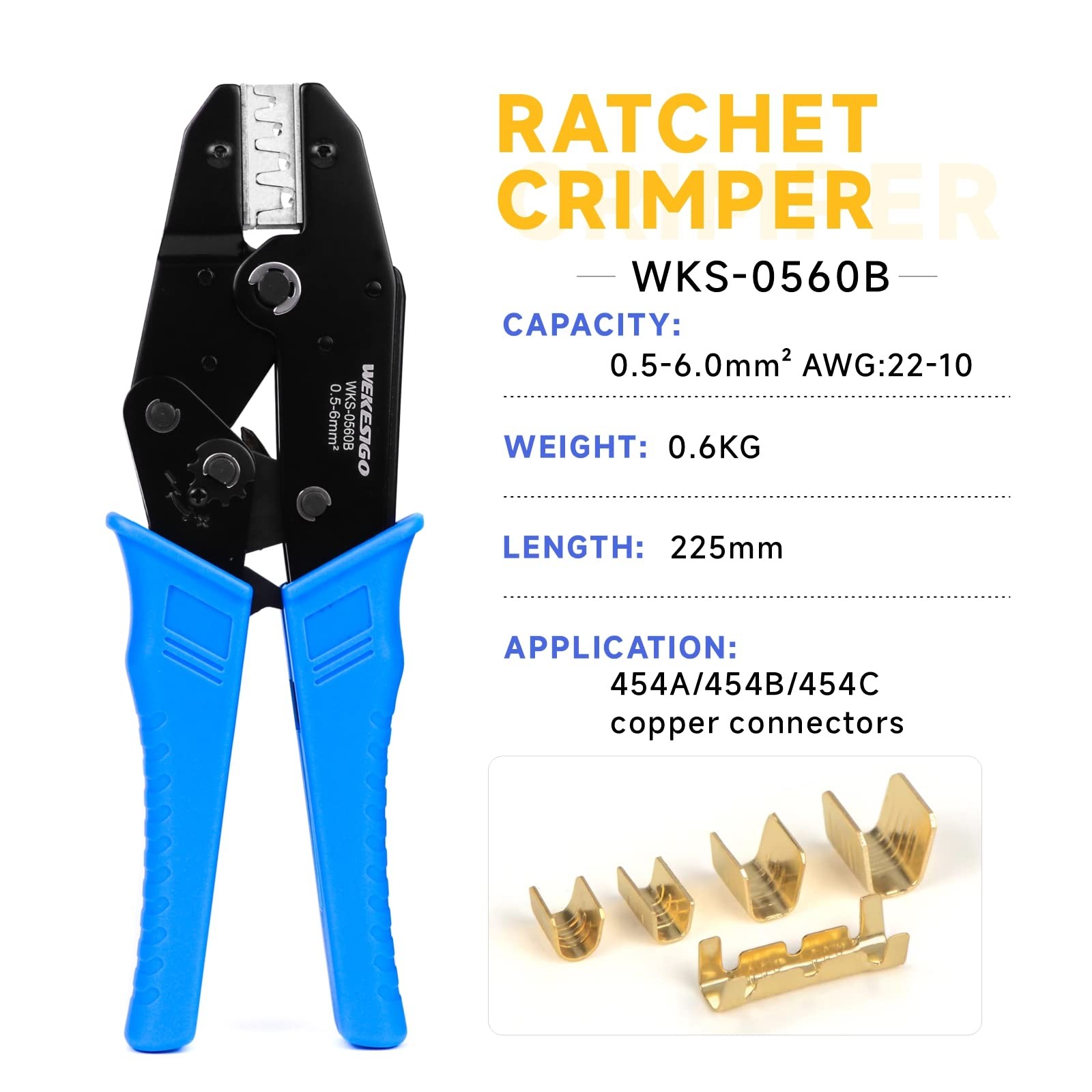 NonInsulated Terminals Ratcheting Crimper Tool UShape Copper WKS0560B