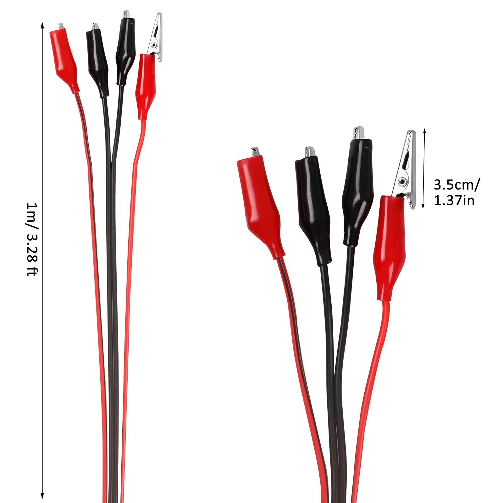 4 Groups 1M Alligator Clips Electrical, Insulated Test Leads with Red, black