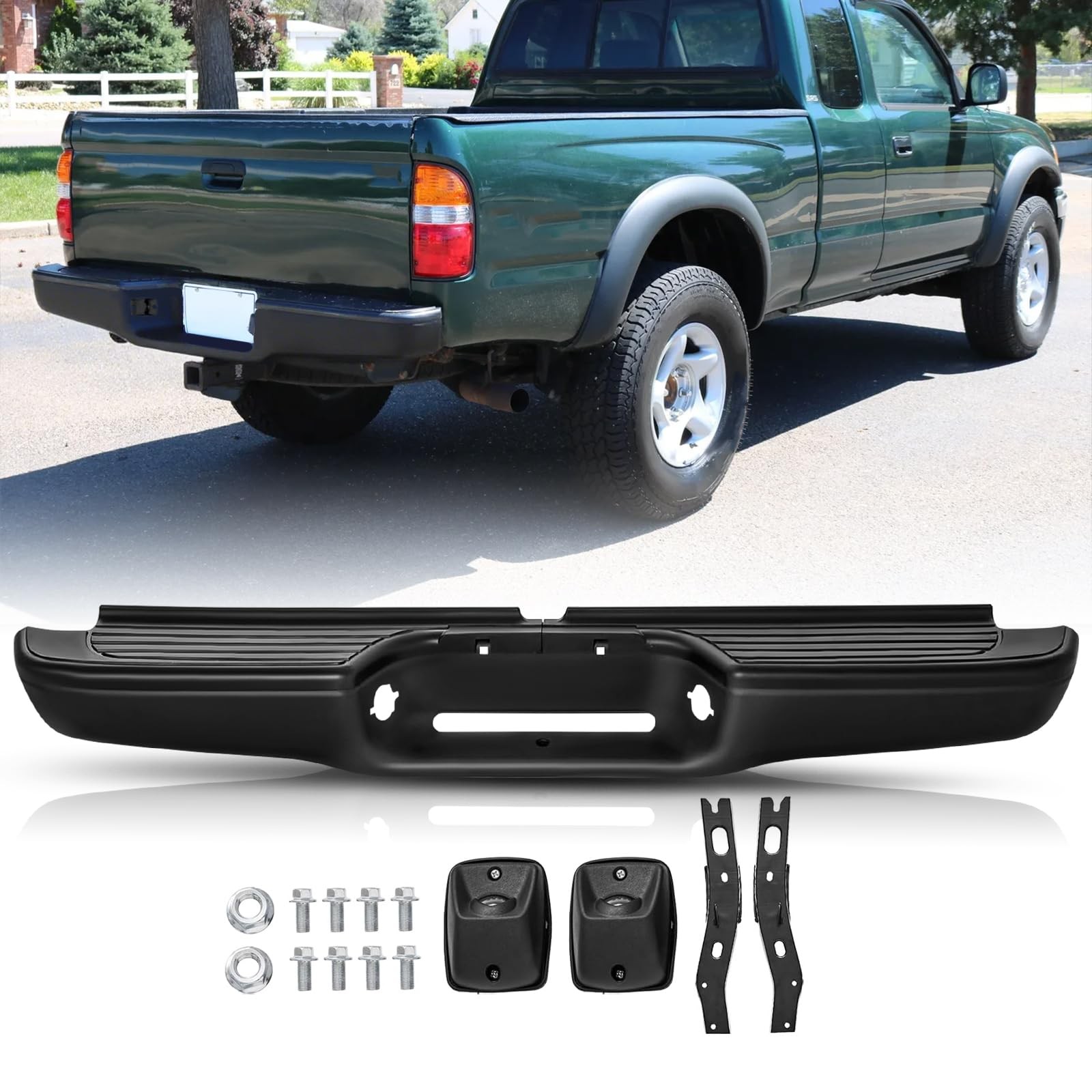 Rear Bumper Assembly 1995-2004 Toyota Tacoma One Piece Black TO1102214