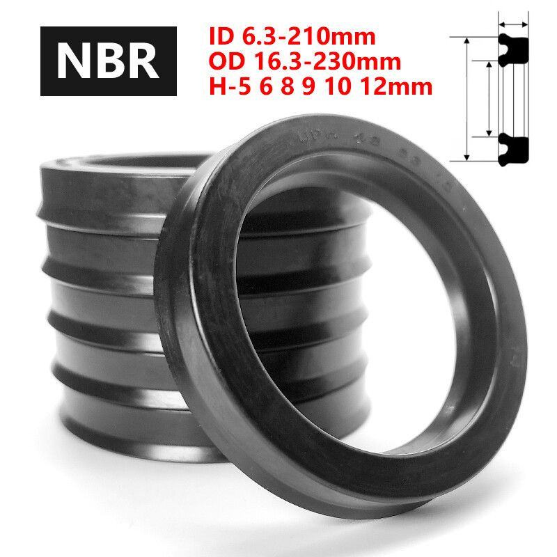 UHS/UN NBR U-Cup Hydraulic Oil Seal, Cylinder/Piston Rod Shaft, ID 6.3-210mm