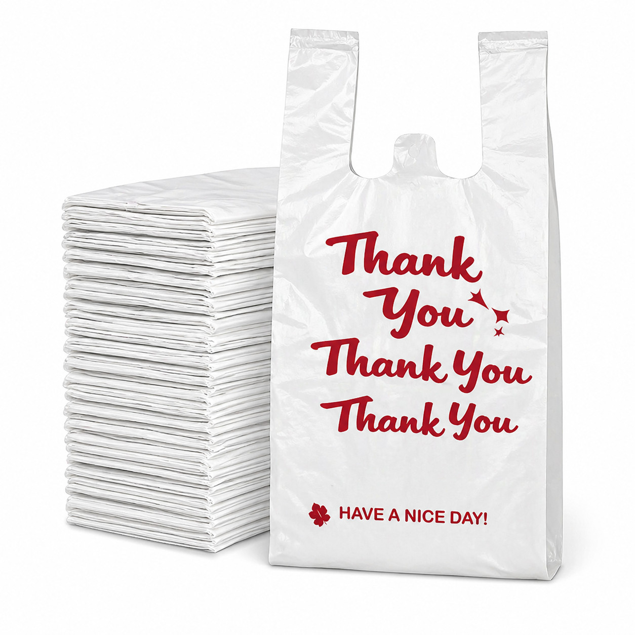Thank You Plastic Bags 1000 Count Large 11.5×6.5×21 Heavy Duty T-Shirt Bags Bulk