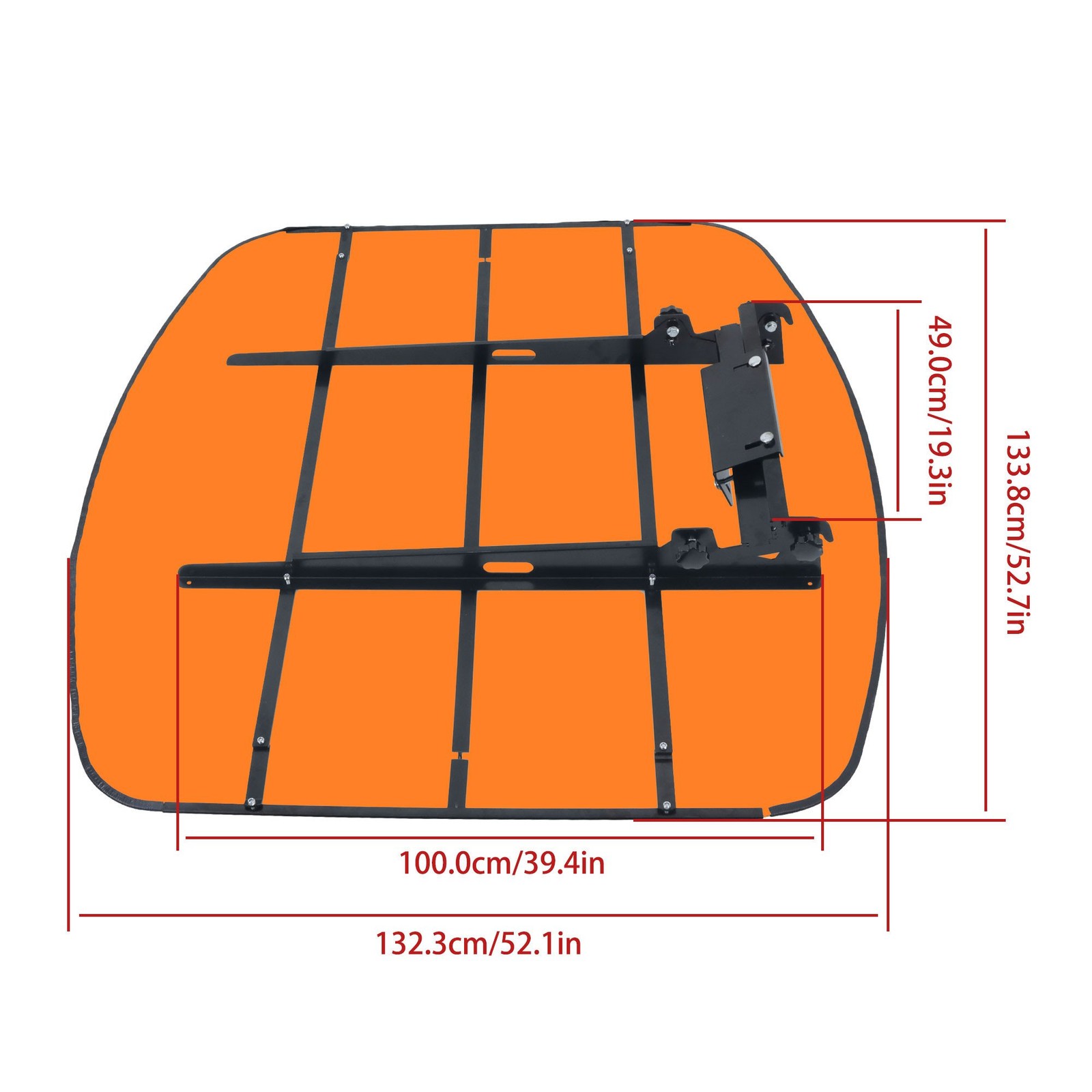 LABLT Orange Tuff Top Tractor Canopy For ROPS 52″×52″ w/ Mounting Accessories