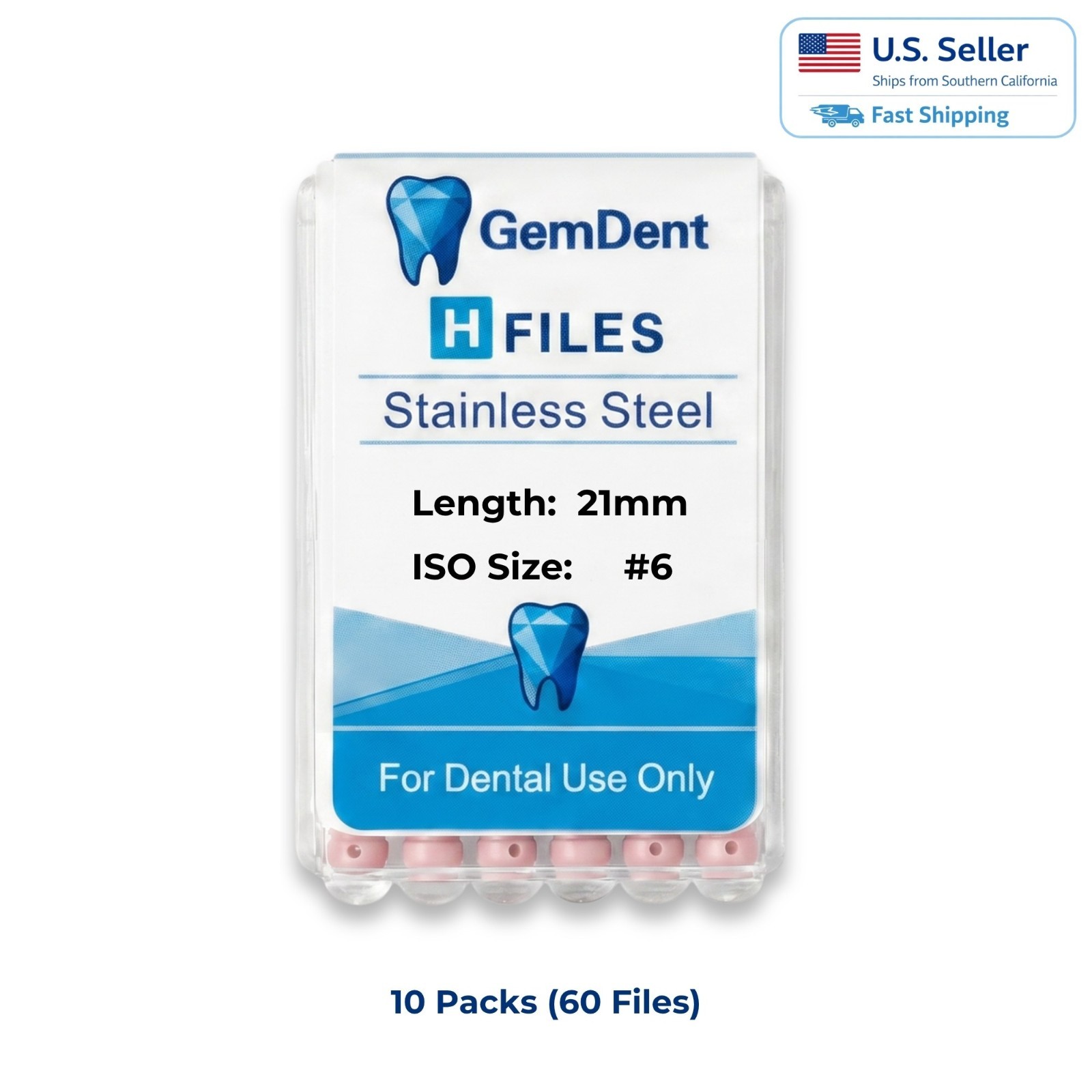 GemDent Endo H Files Stainless Steel Root Canal Hand Files 21/ 25mm 60pcs