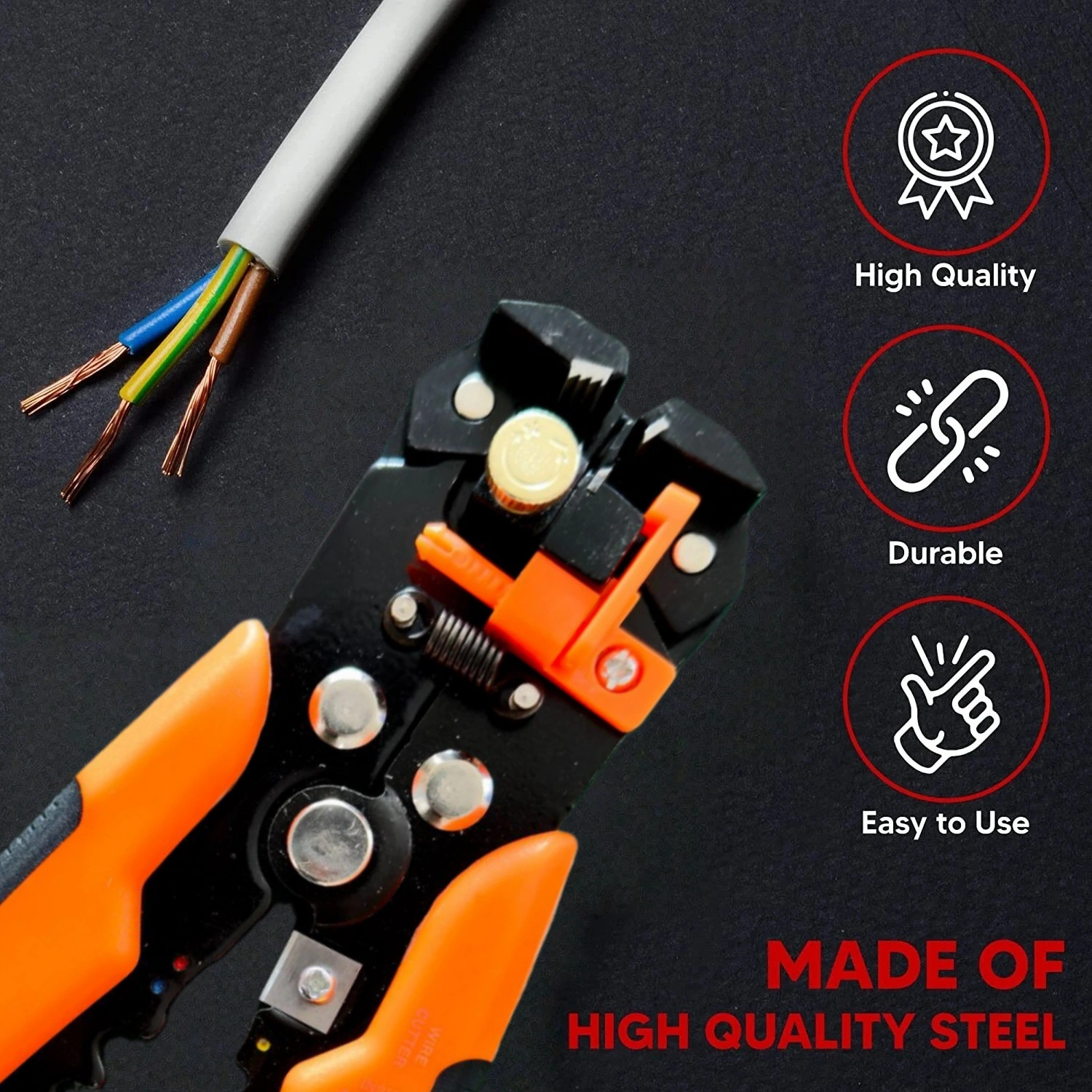 Self-Adjusting Insulation Wire Stripper cutter crimper Terminal Tool Pliers 8″