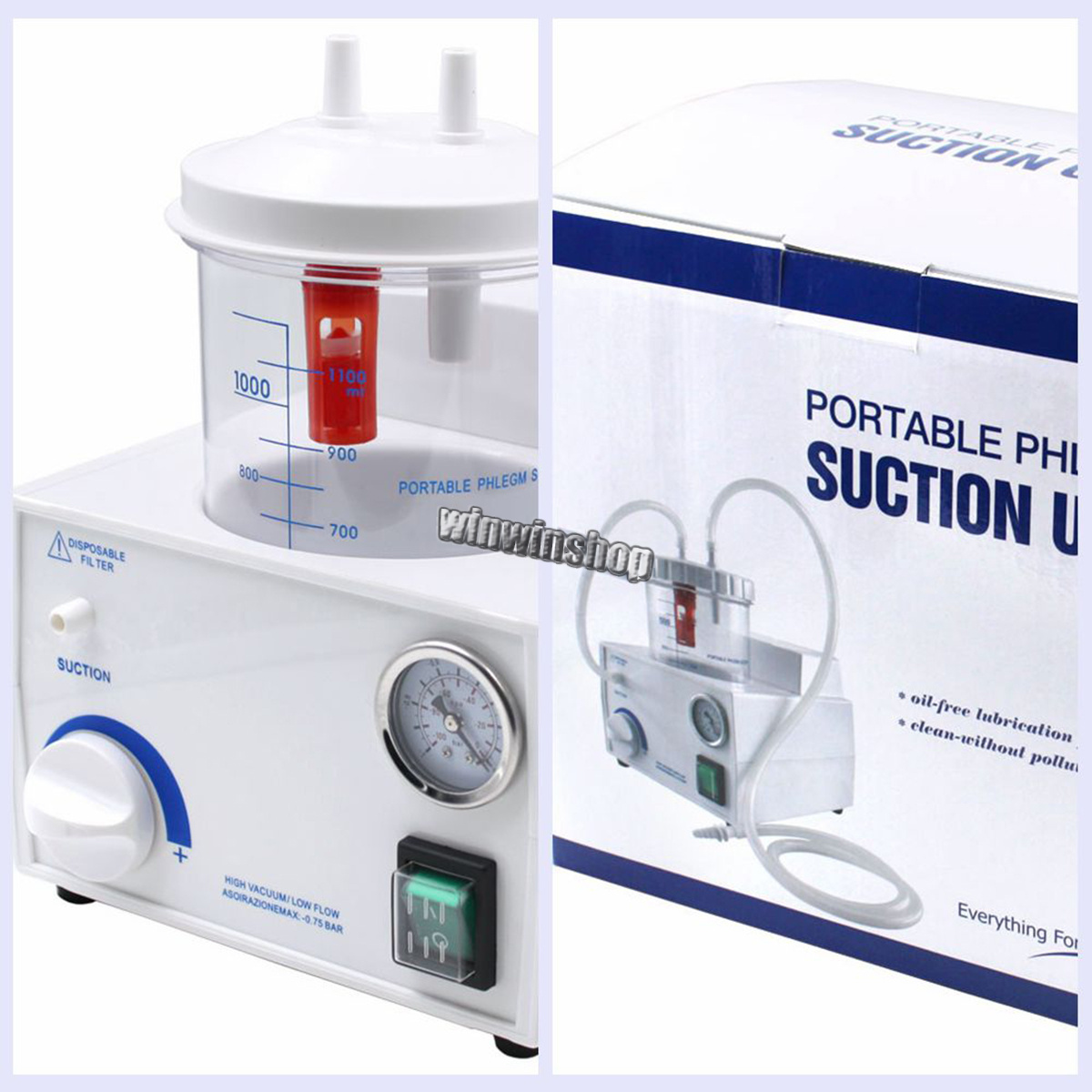 Dental Medical Emergency Vacuum Phlegm Suction Unit Electric Portable