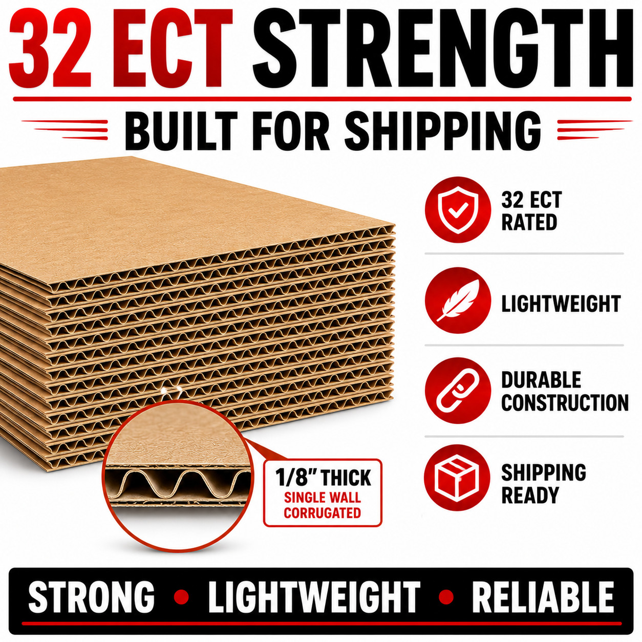11″x14″ Corrugated Cardboard Pads Inserts Sheets 32 ECT Mailer Stiffeners