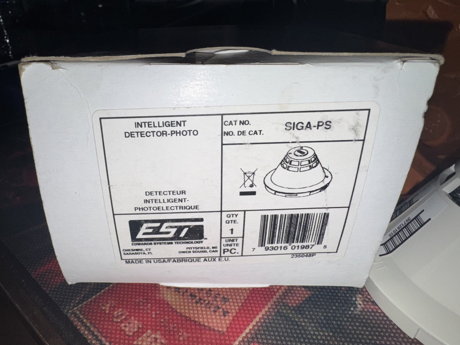 EDWARDS EST SIGA-PS SIGA PS PHOTOELECTRIC SMOKE DETECTOR INTELLIGENT