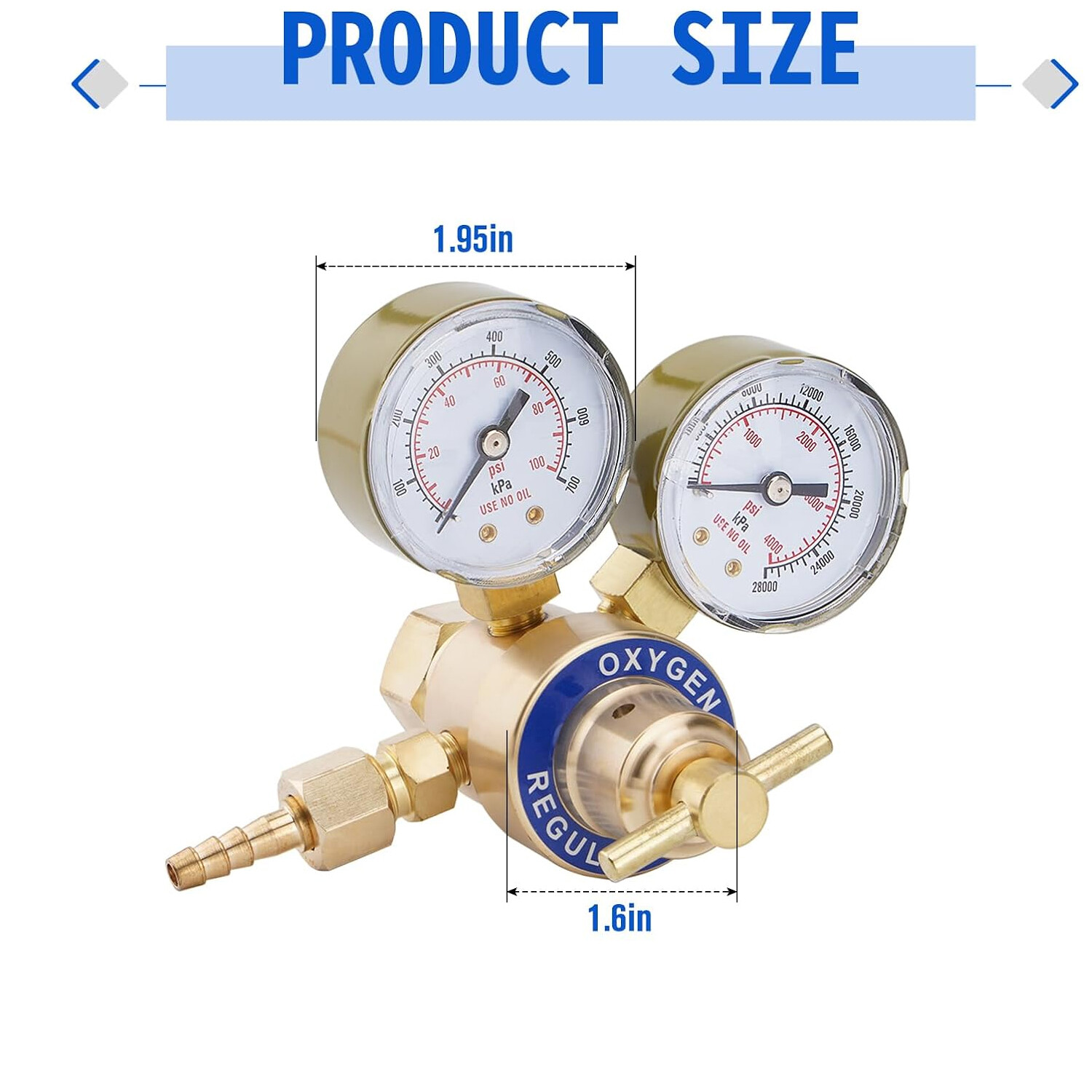 Oxygen and Acetylene Regulators Set with Dual Gauge, CGA200 CGA540 Fitting New