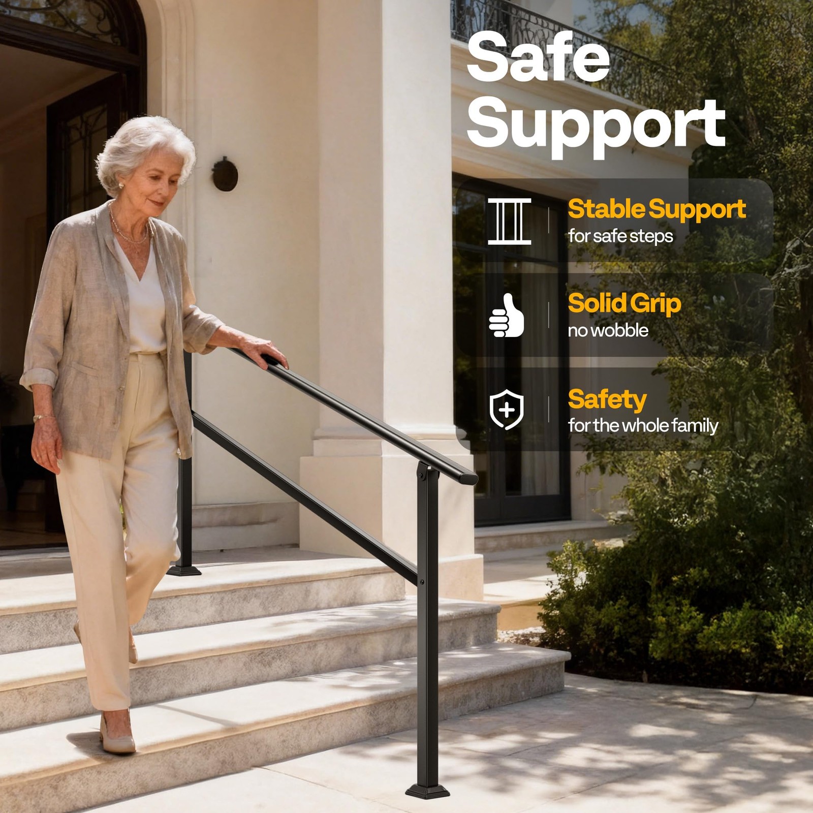 Vivohome 2-Pack 4 Step Hand Rails Outdoor Steps Galvanized Steel Railing