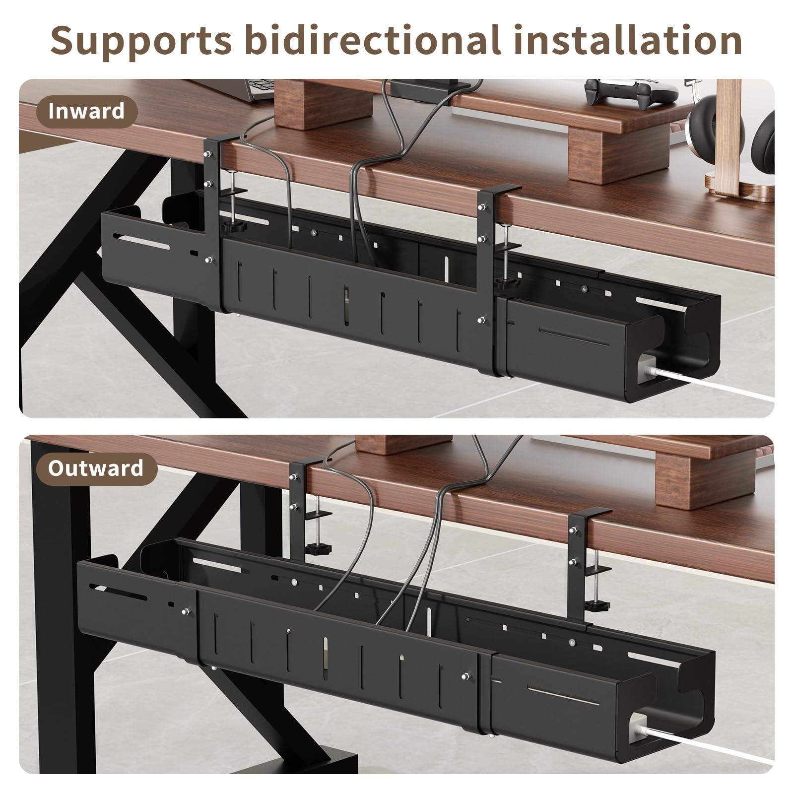 Sureup9 Under Desk Cable Management Tray Expandable 25.238.6 Heavy Duty Carbon