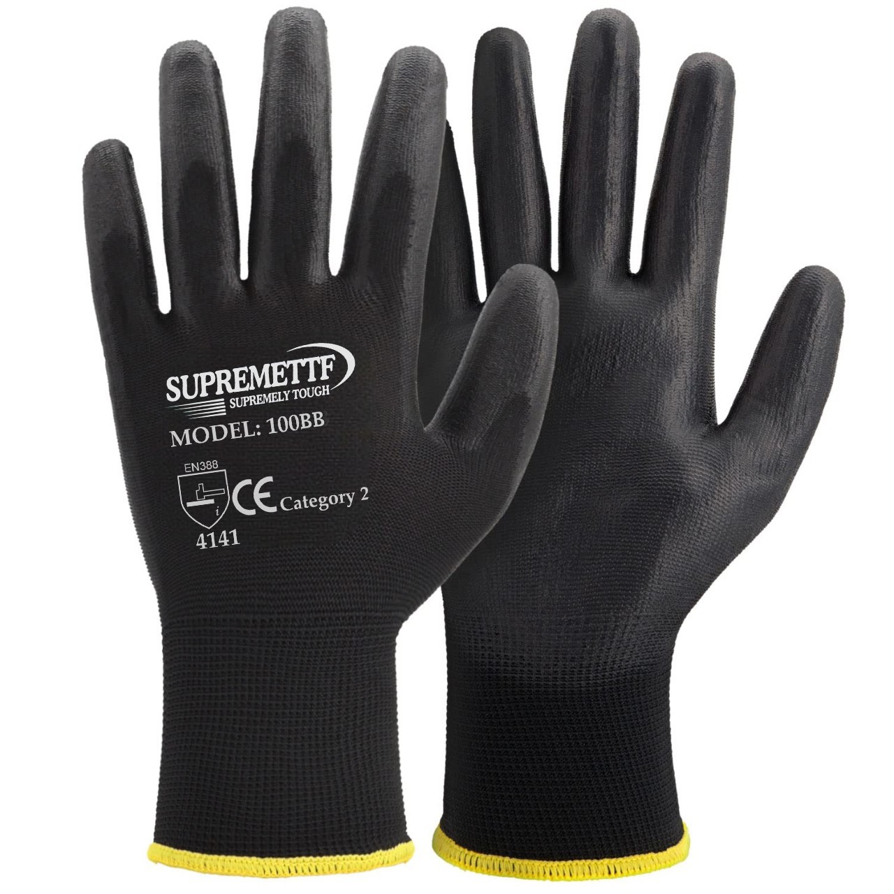 240 Pairs Ultra-Thin Black PU Work Gloves Polyurethane Palm Coated Nylon Safety