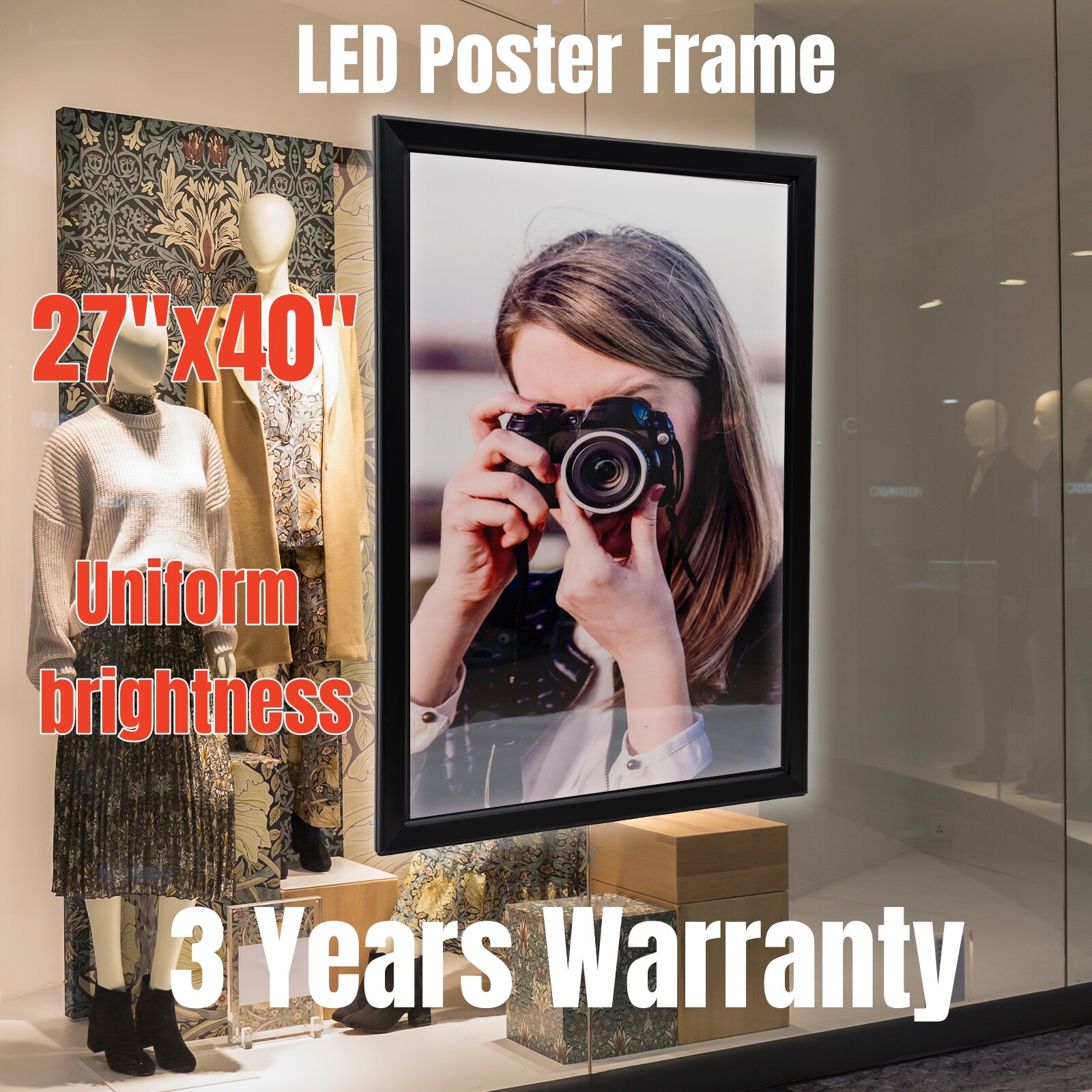 24″x33″/24″X36″, 27″ x 40″ LED Backlit Movie Poster Art Picture Frame Light Box