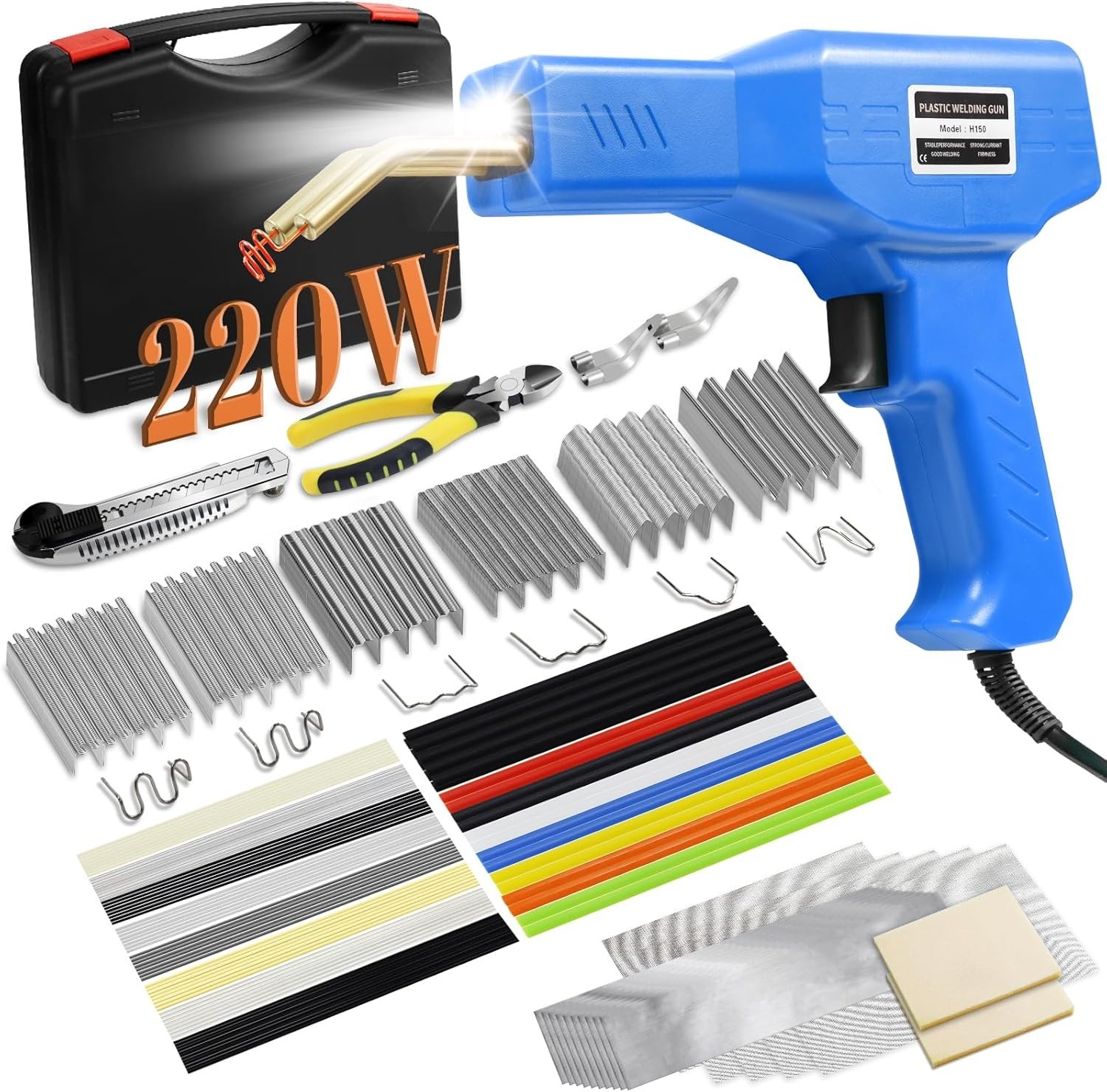 220W Plastic Welder Kit for Quick Car Bumper Repair – 1000 Hot Staples Included