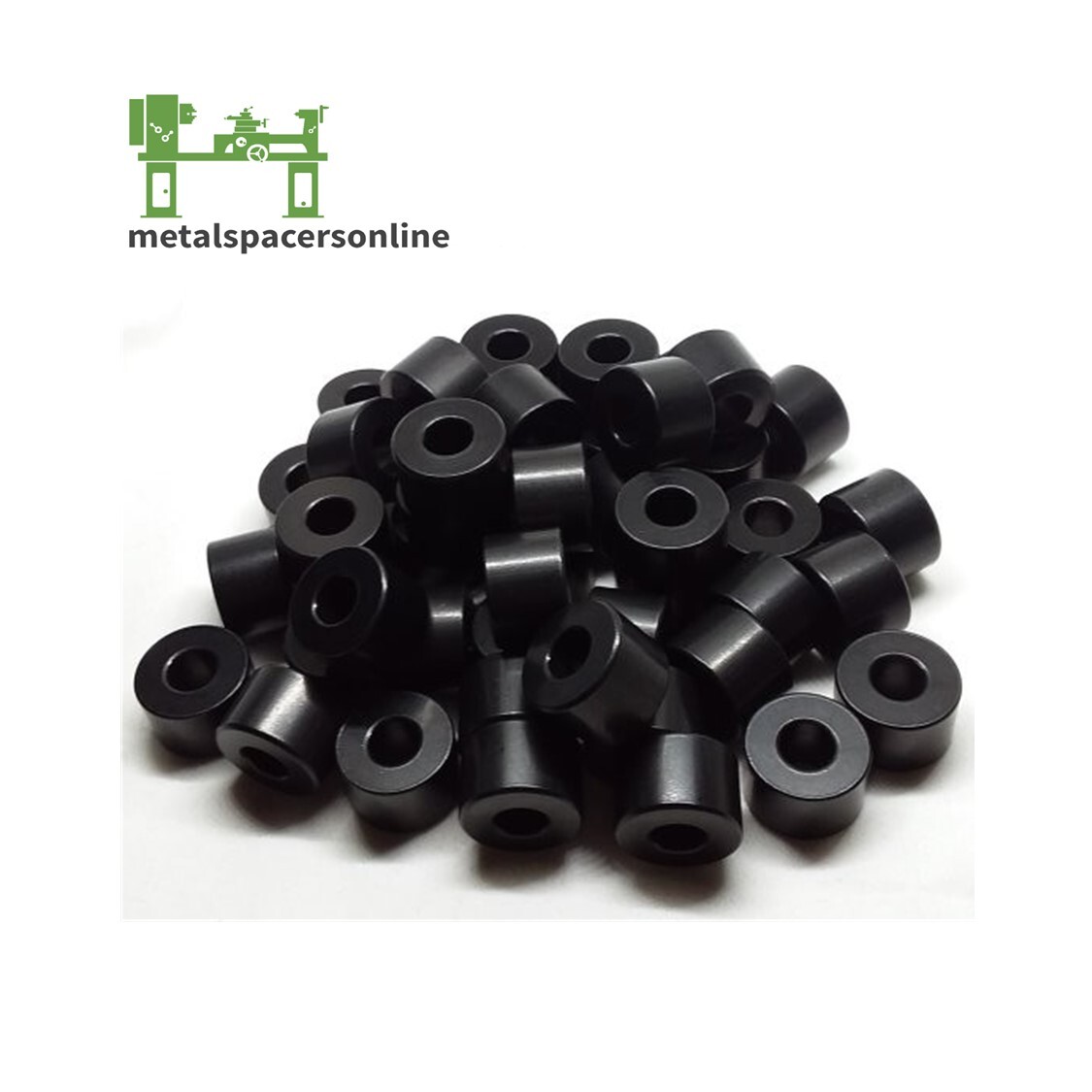 Black Anodized Aluminum Spacer Bushing 1/2″ OD x 1/4″ ID–Fits M6 or 1/4″ Bolts