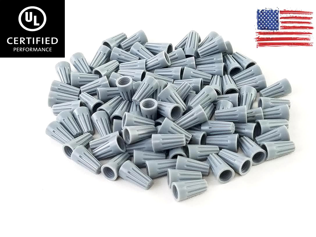 1000 pcs Gray Twist-On Wire Connector Connection nuts 22-18 Gauge Barrel Screw