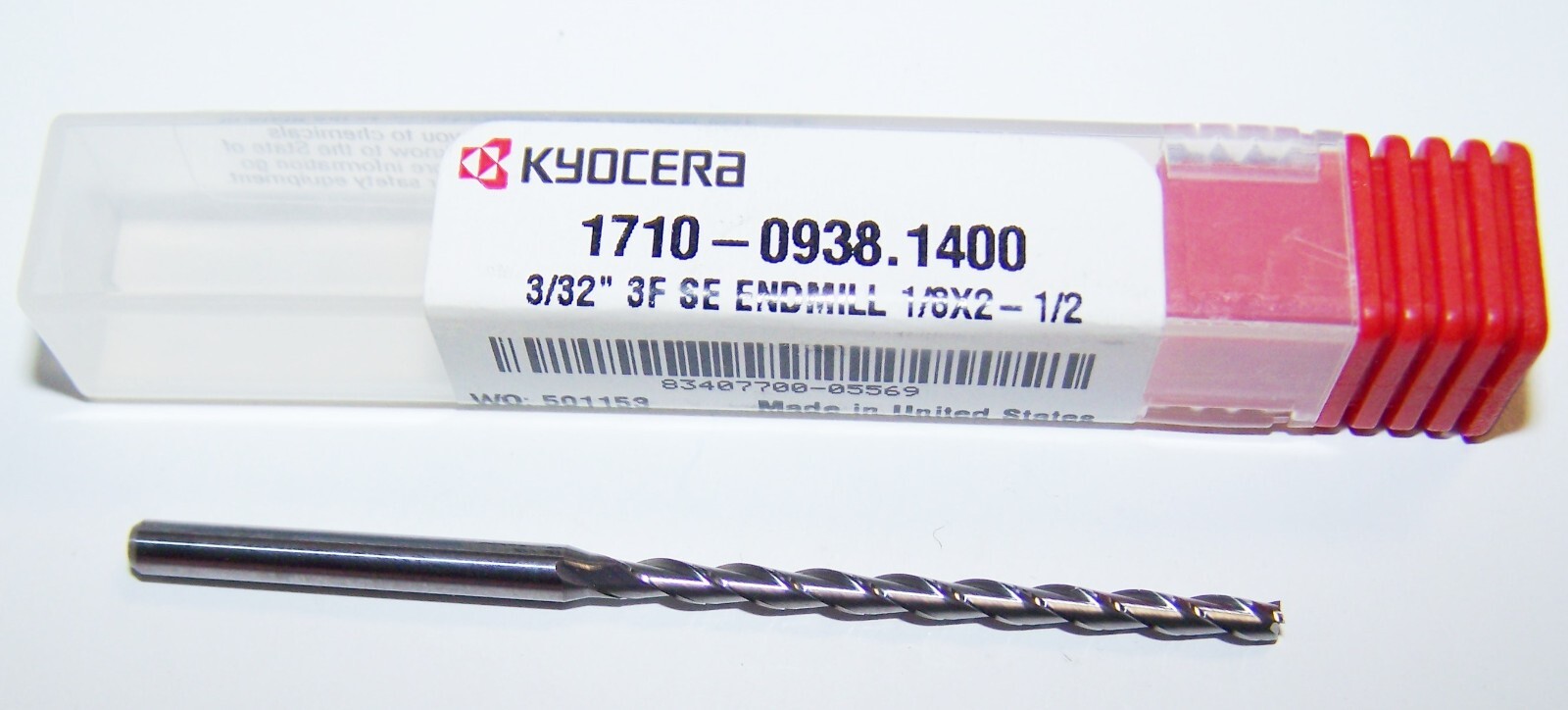 3/32″ (.0938″) CARBIDE END MILL 3 FLUTE LONG – KYOCERA 1710-0938.1400
