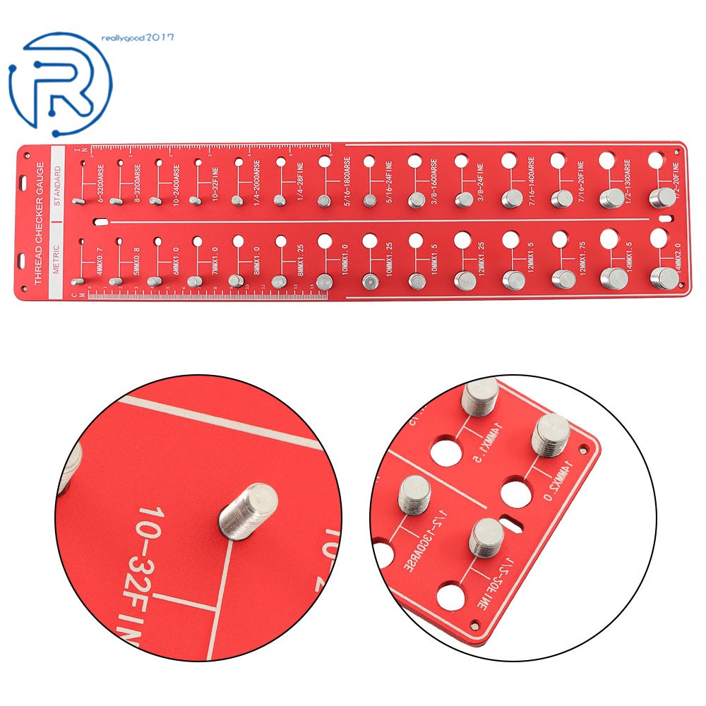 Nut and Bolt Thread Checker 28 Thread Identifier Gauge Inch and Metric Screw