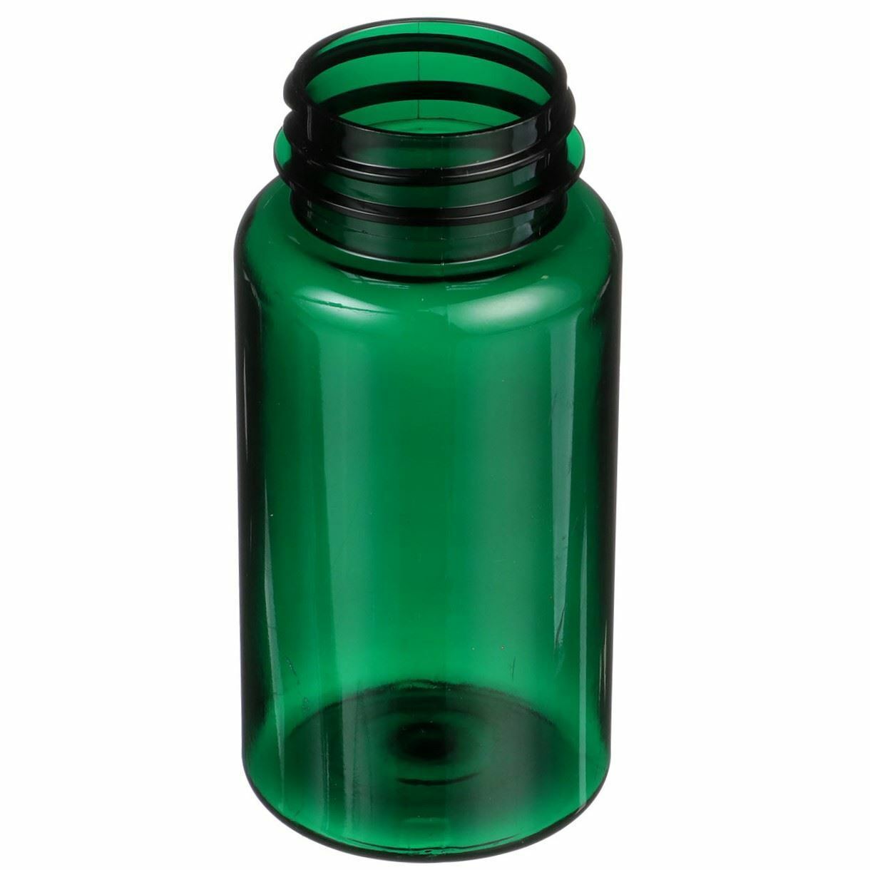 WHOLESALE 150 cc Dark Green PET Plastic Round Packer Bottle – 38-400 Neck Finish