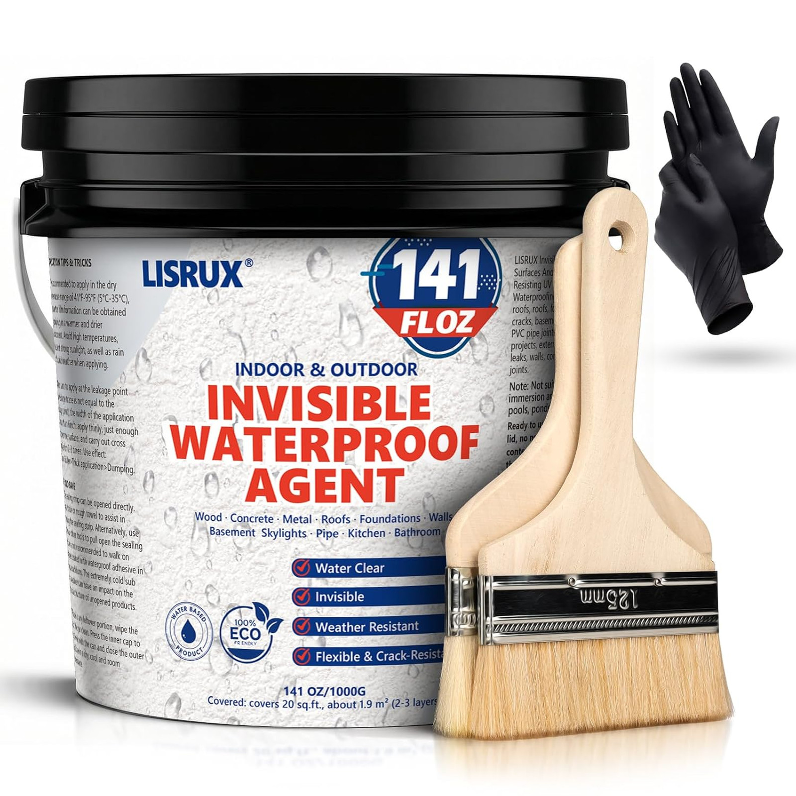 Transparent Waterproof Sealant 141 Oz Water-Based Coating for Roof Walls Windows