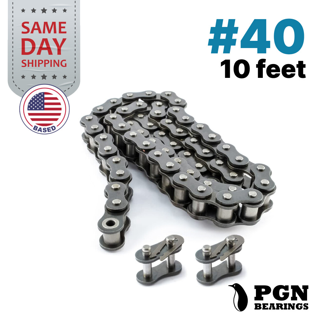 #40 Roller Chain x 10 feet + 2 Connecting Links + Same Day Expedited Shipping