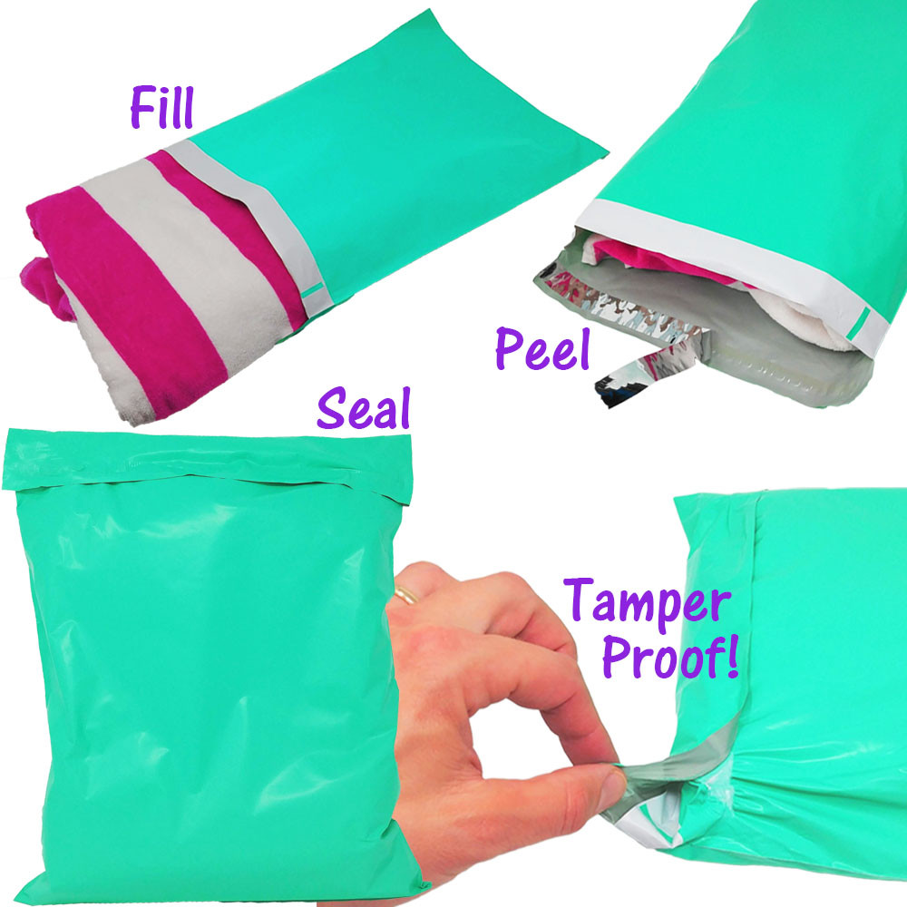 12″ x 15″ Designer Poly Mailers, Pink,Teal, Polka Dots,Hearts Flat Shipping Bags