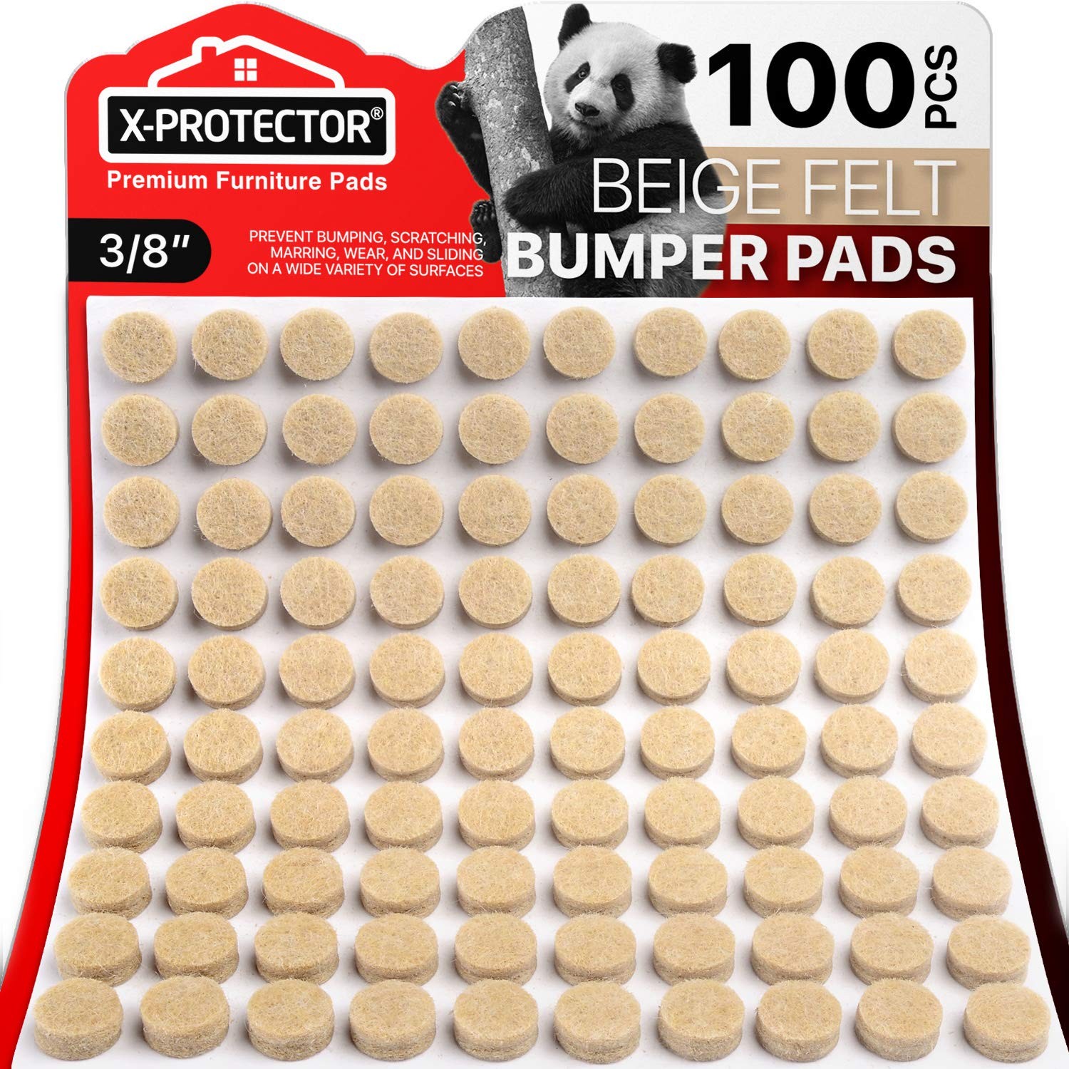 Cabinet Door X-Protector 100 Pcs Felt Pads 3/8 Beige Felt Thick Felt Pads To