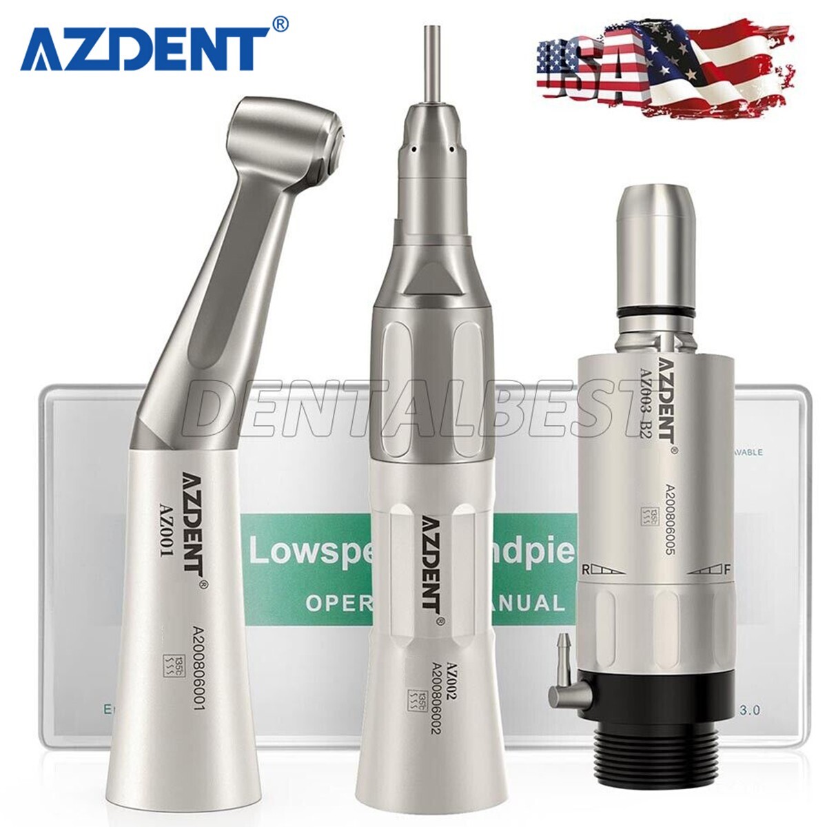 Joydental Dental Low Slow Speed Handpiece Contra Angle Straight Air Motor 2 Hole