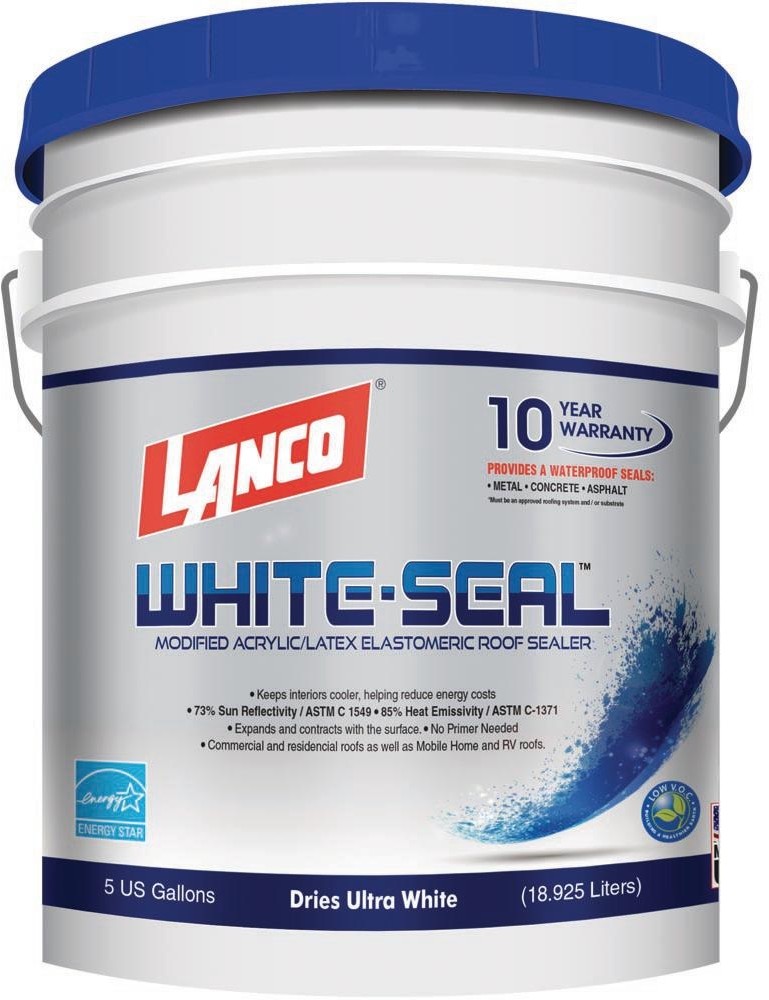 Lanco Reflective Roof Coating Pourable Rubberized Water-Proofing White 5-Gal.