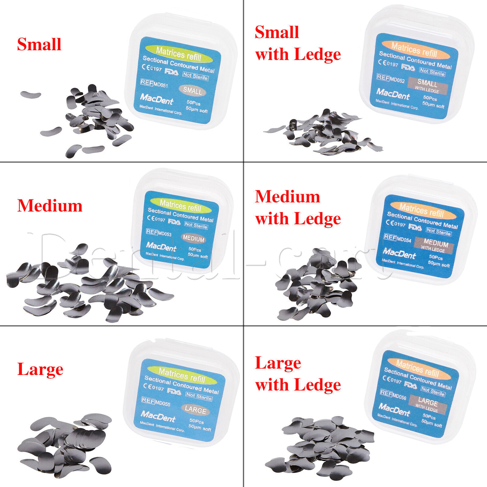 Dental Sectional Matrix System Contoured Metal Matrices Refill Matrix Bands 50x