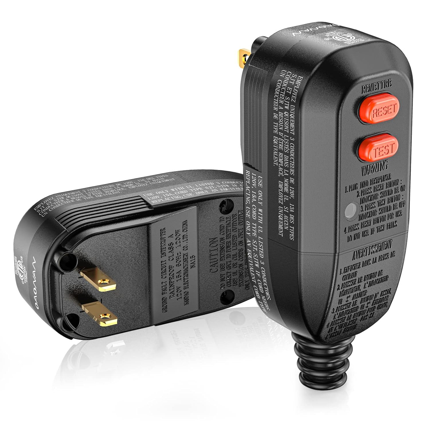GFCI Replacement Plug Assembly Auto Reset 15 Amp 2 Prongs, 5 Years Warranty