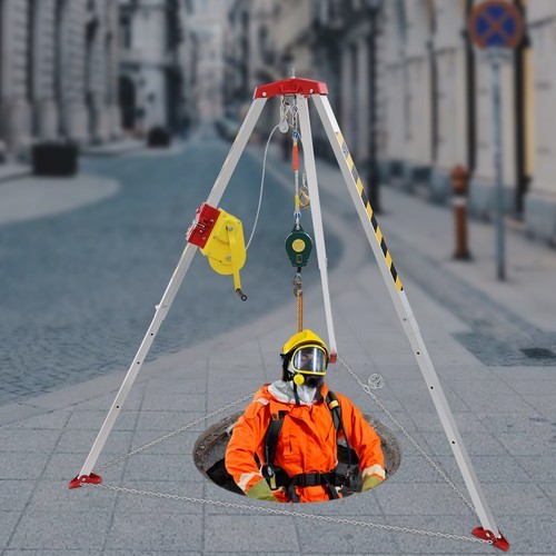 Safety Confined Space Tripod Rescue Tripod Adjustable 5.2-8ft Legs 2600lb Winch