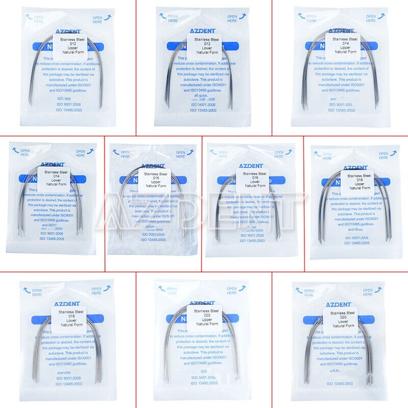 Dental Ortho Stainless Steel Round Arch Wire Natural 12/14/16/18/20 Upper/Lower