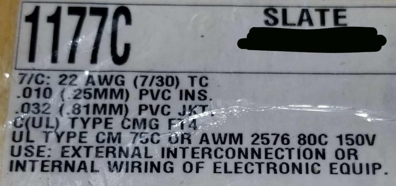 Alpha Wire 1177C 22/7C Cabled 5.3 Twists Comm/Control Cable 300V 75C CMG /25ft