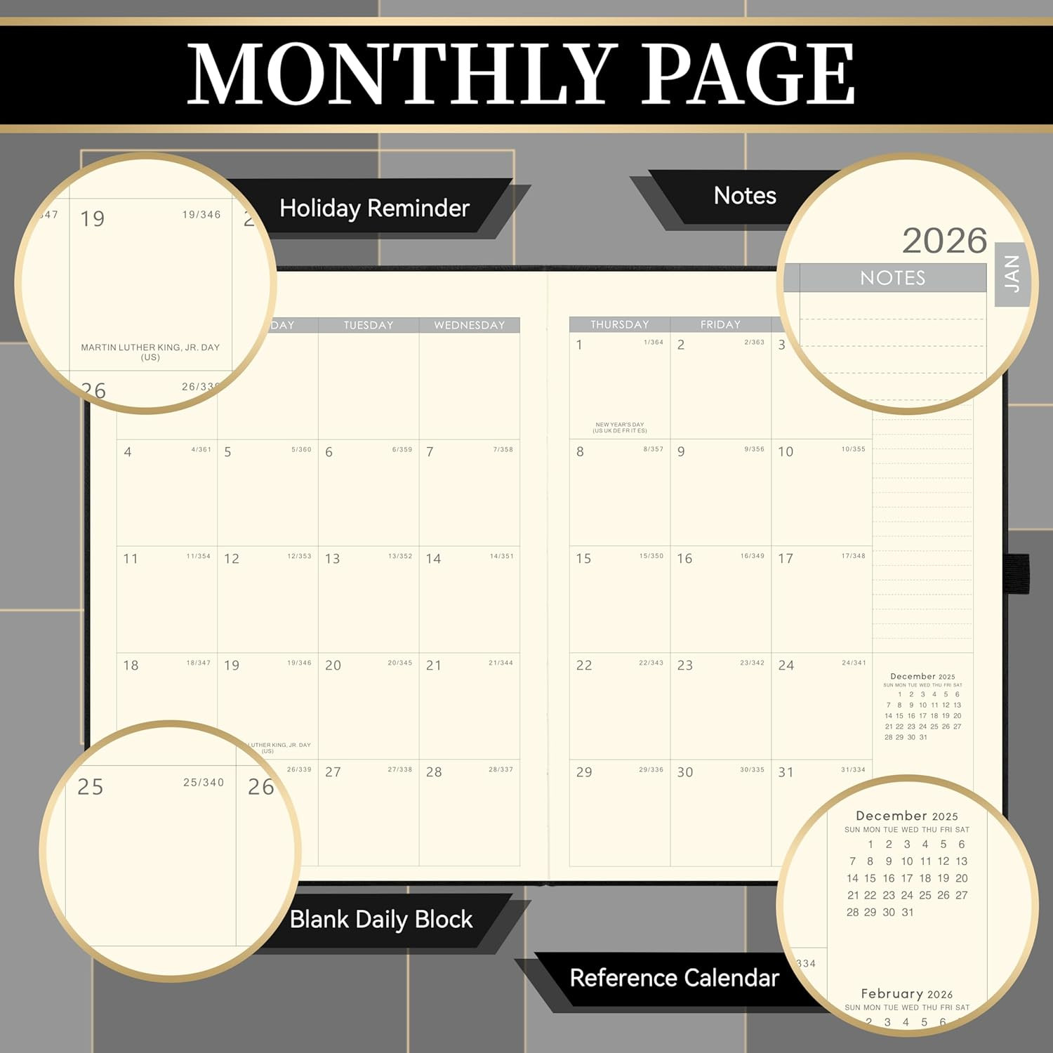 2026 Planner – Weekly and Monthly Planner 2026, Jan.2026 – Dec.2026, 9″ X 11″