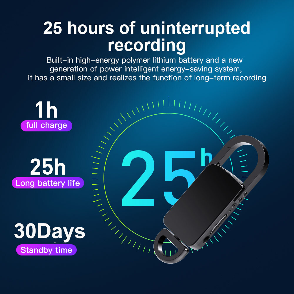 Mini Hidden Audio Recorder Voice Activated Listening Device Keychain MP3 Player