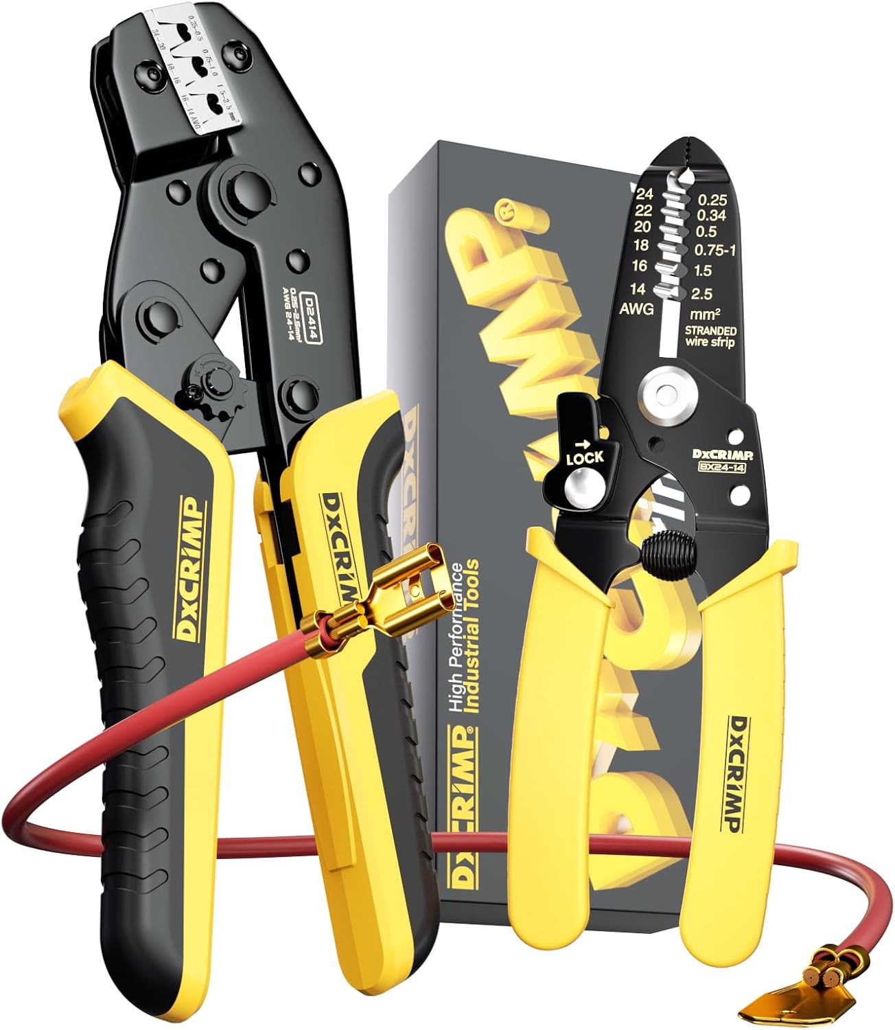 Crimping Tool for Spade Kit with Wire Stripper — Ratcheting Crimper Wire Termina