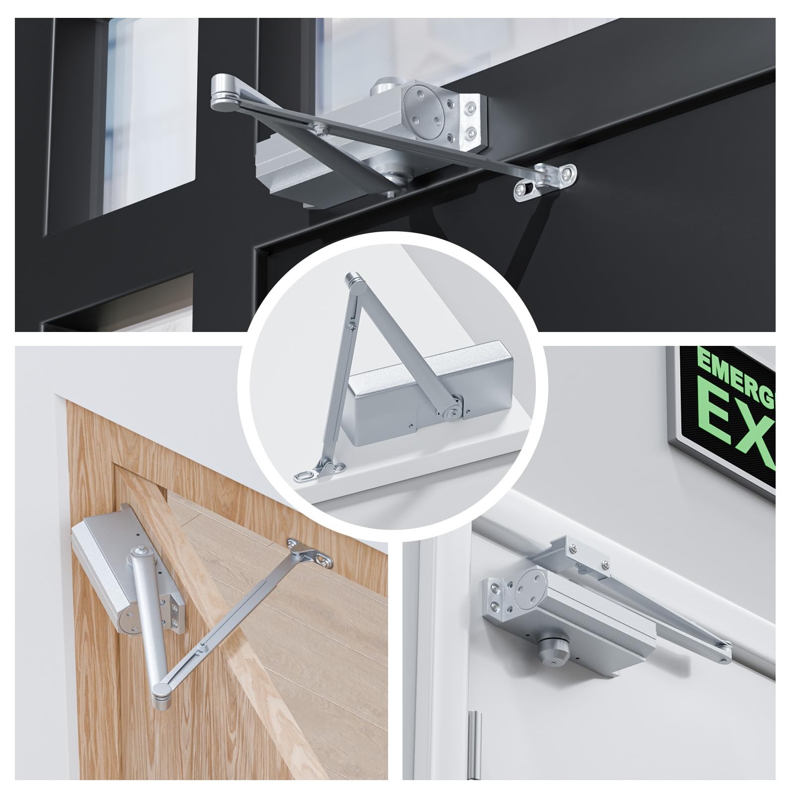 POWAWINI Automatic Door Closer, Adjustable Self Closing, Backcheck Function,