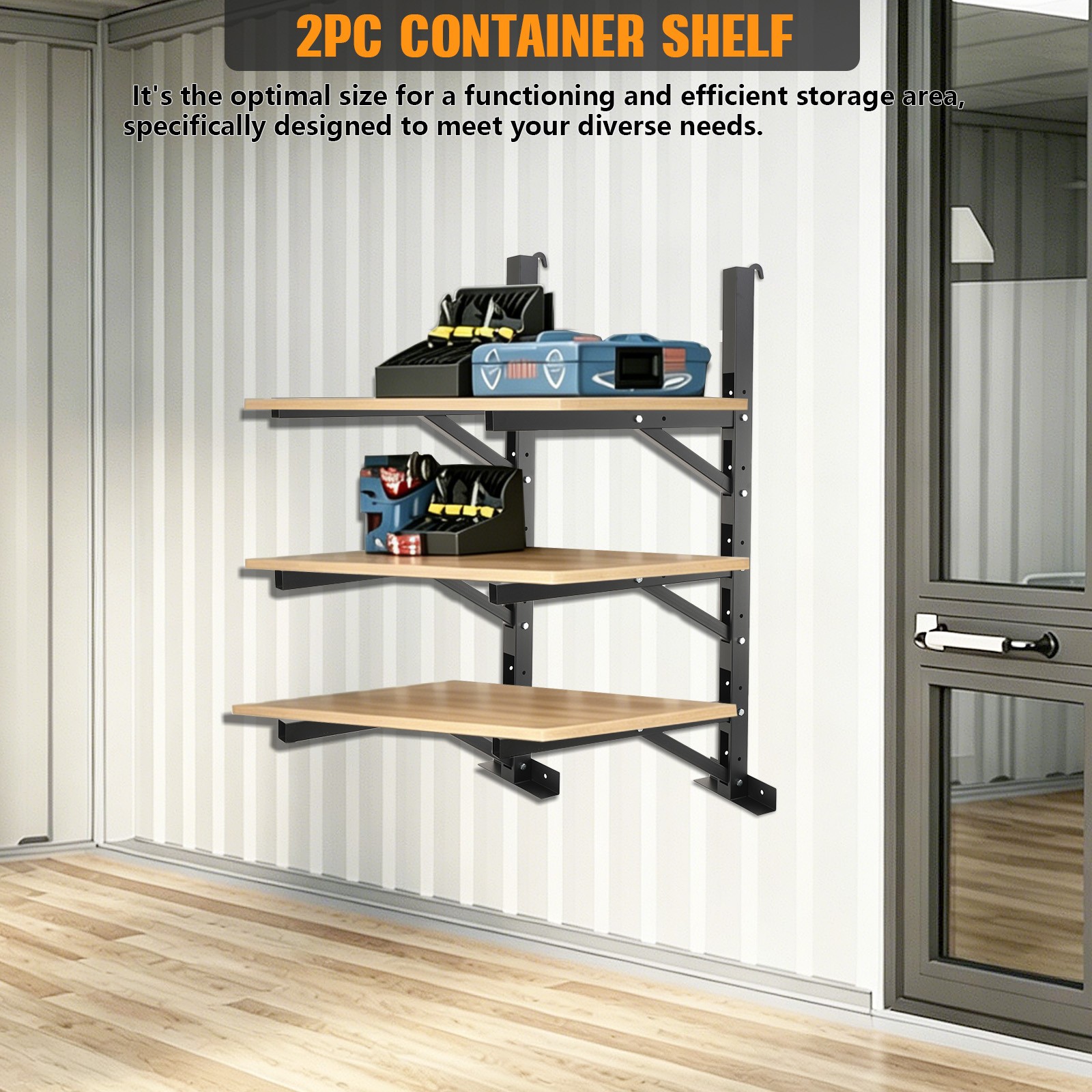 2PCS Adjustable Cargo Shipping Container Shelving Shelf Brackets up to 1000 Lbs