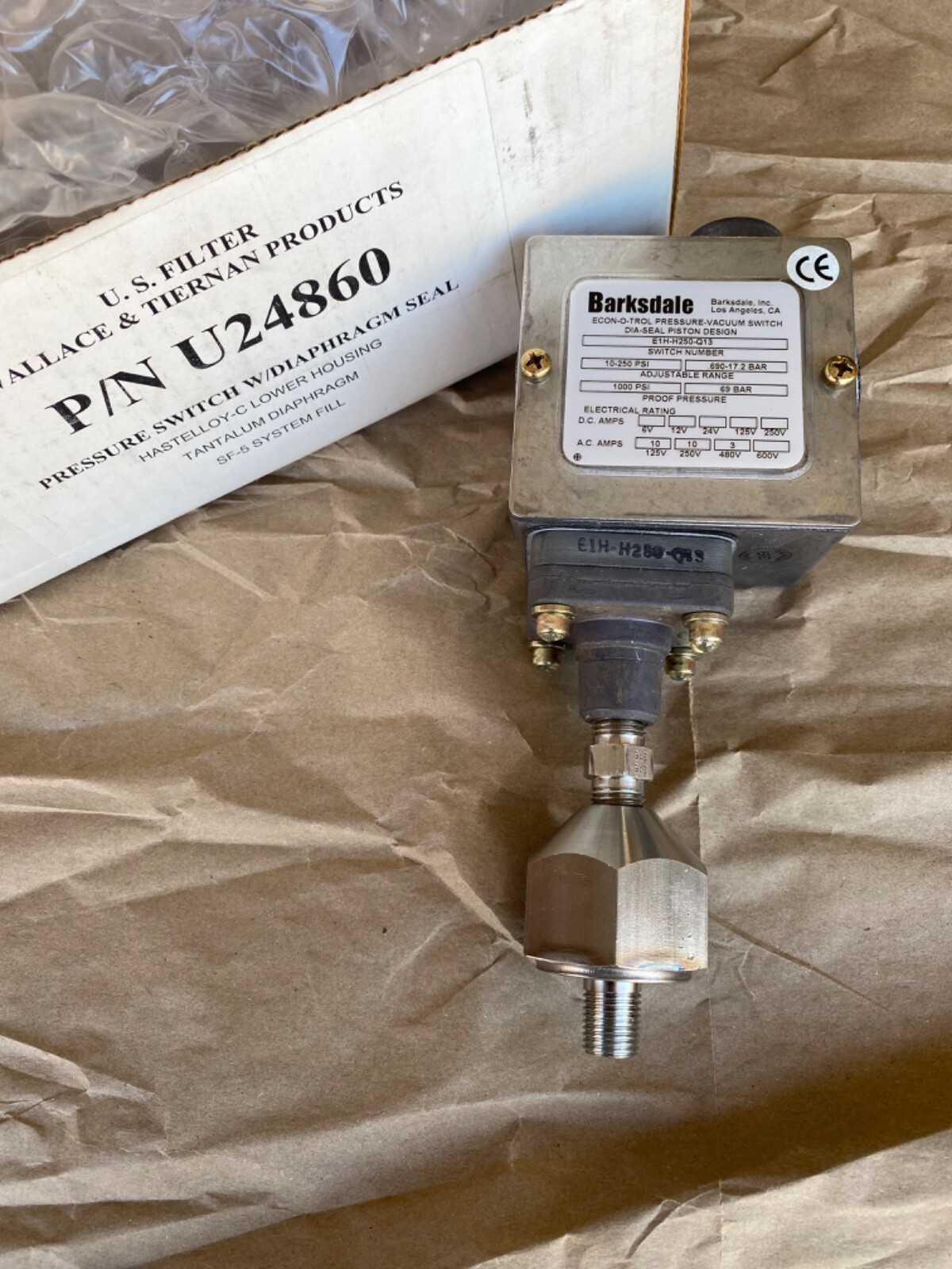 U.S. Filter Wallace & Tierman U24860, Barksdale pressure switch E1H-H250-Q13