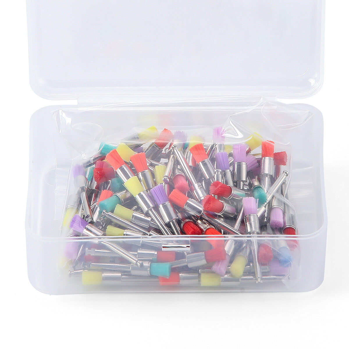 100 Brush Dental Nylon Materials Closure Latch Flat Type Rainbow Polishing Brush