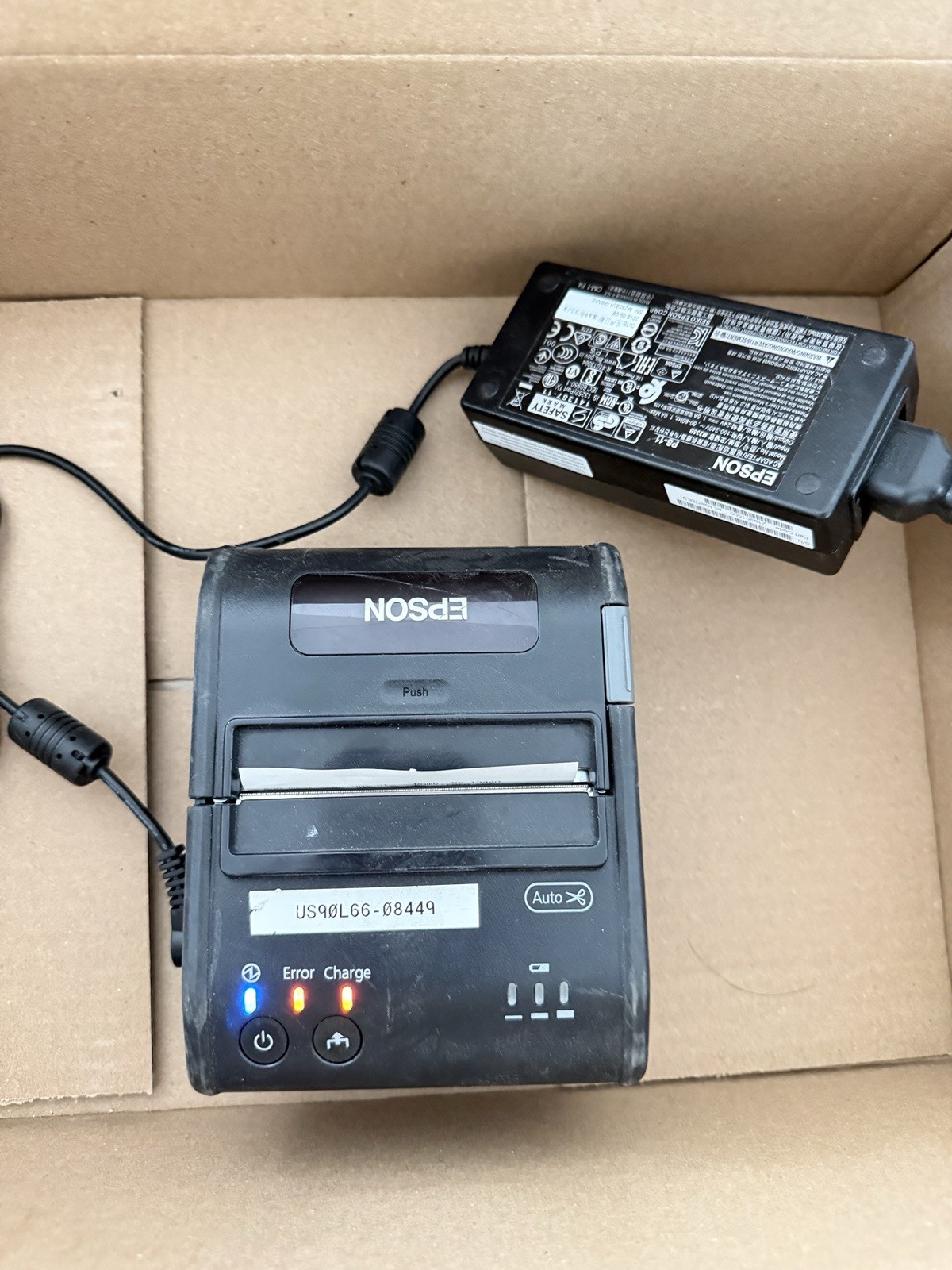 Epson TM-P80 Wireless Thermal Receipt Printer, Bluetooth w/Battery and Adapter