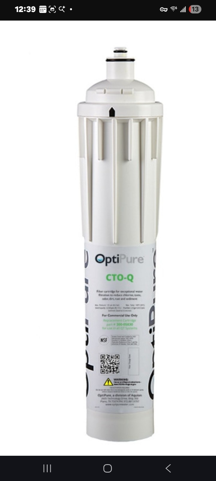 OptiPure CTO-Q QwikTwist Hot/Cold Beverage Dispenser Replacement Water Filter