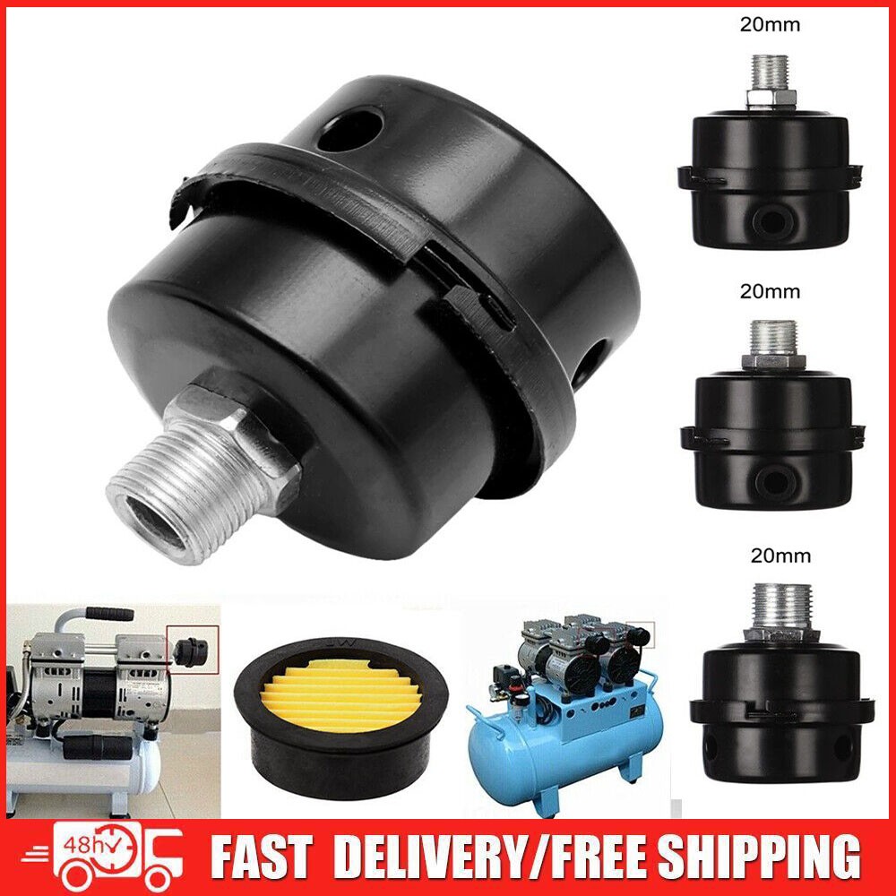 2x Filter Metal Air Compressor Intake Filter Noise Muffler Silencer 1/2″ 20Mm