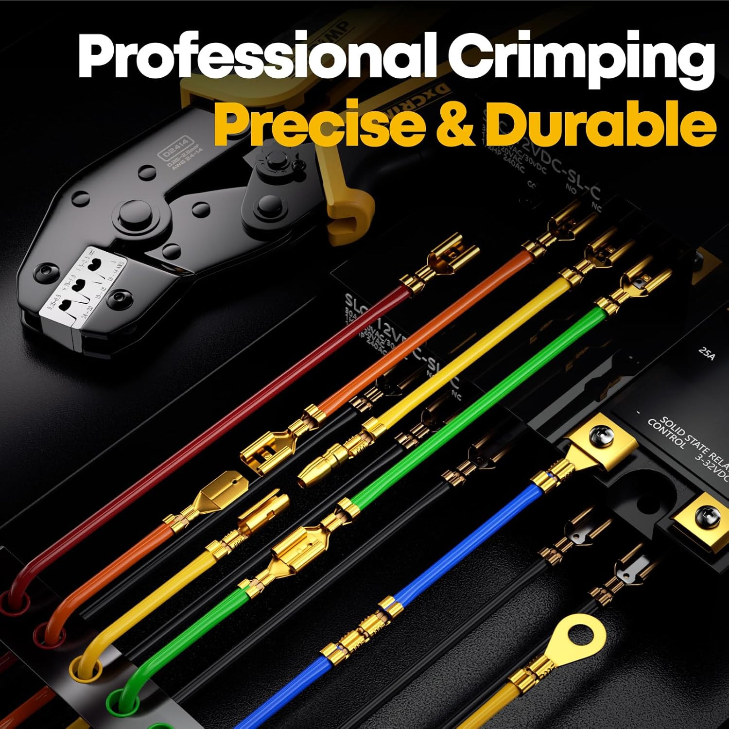 Crimping Tool for Spade Kit with Wire Stripper — Ratcheting Crimper Wire Termina