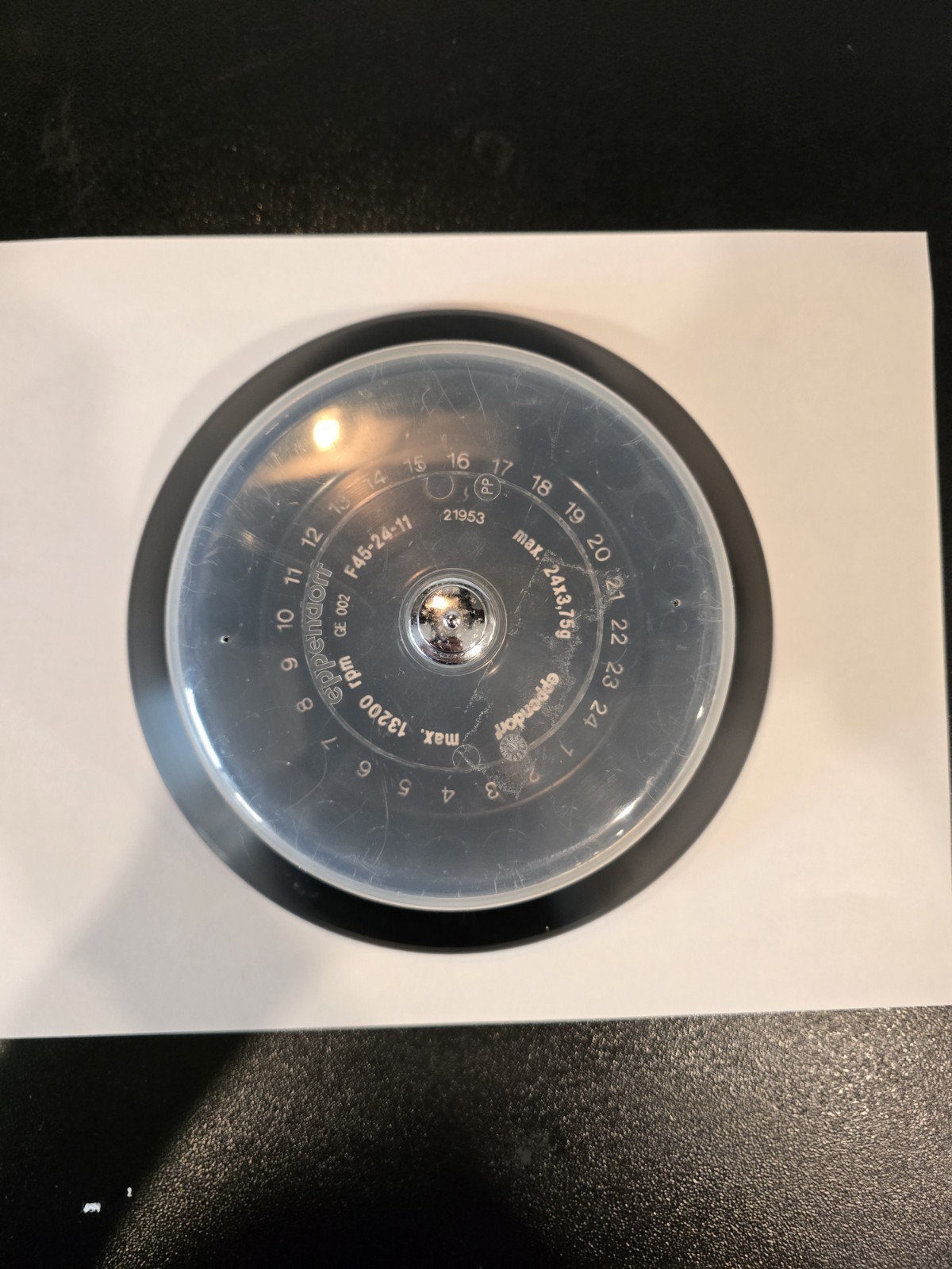 Eppendorf FA-45-24-11 Fixed Angle Rotor 24x 1.5/2.0mL w/ QuickLock Lid 13,200RPM