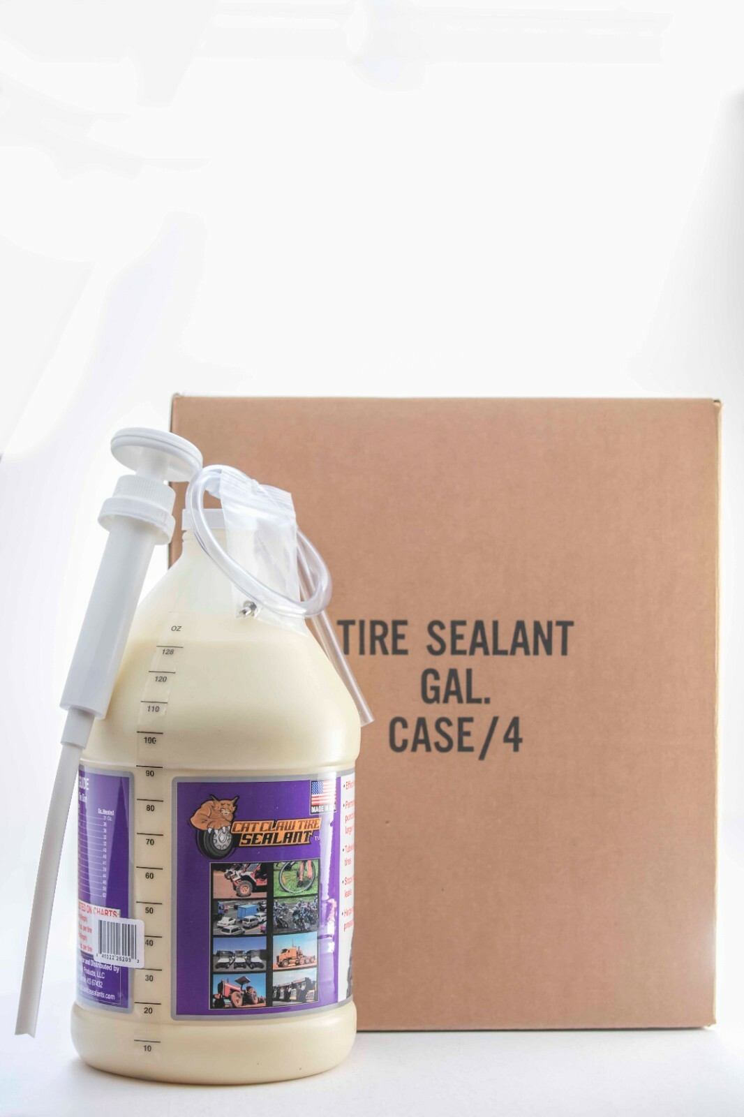 One Gallon Heavy Duty Cat Claw Tire Sealant, Case Of 4 Bottles With Pumps