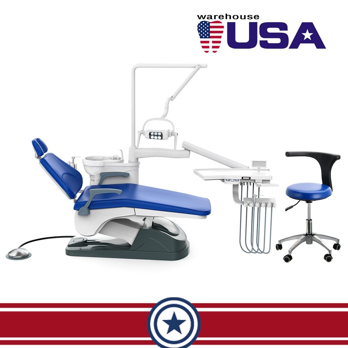 Dental Examination Chair Unit PU Leather Computer Controlled Motor +Doctor Stool