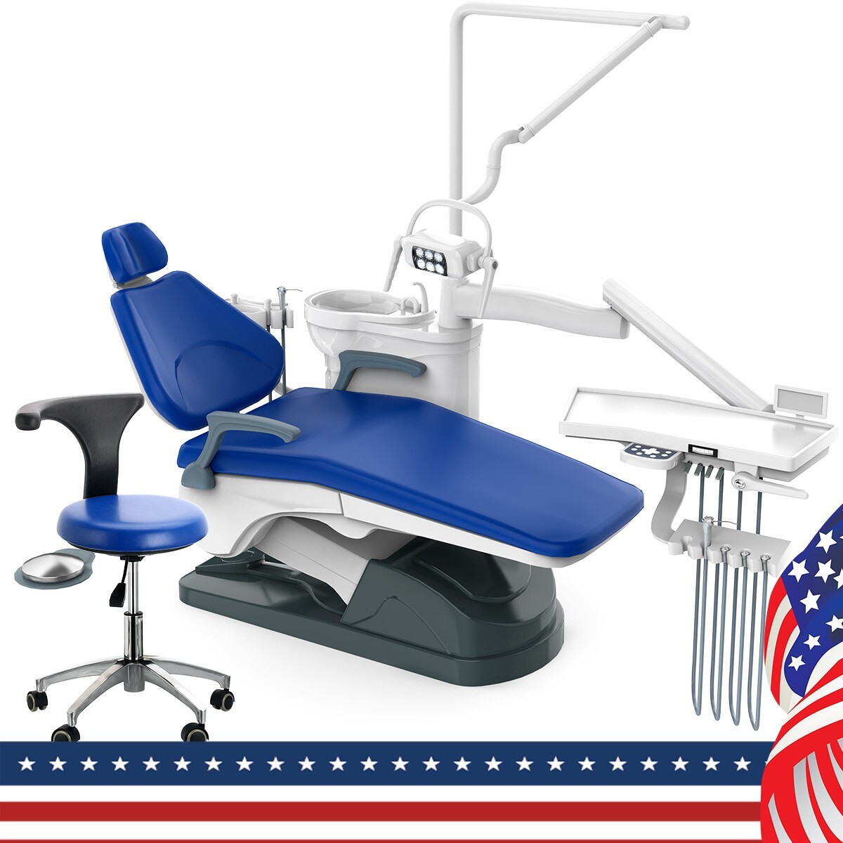 Dental Examination Chair Unit PU Leather Computer Controlled Motor +Doctor Stool