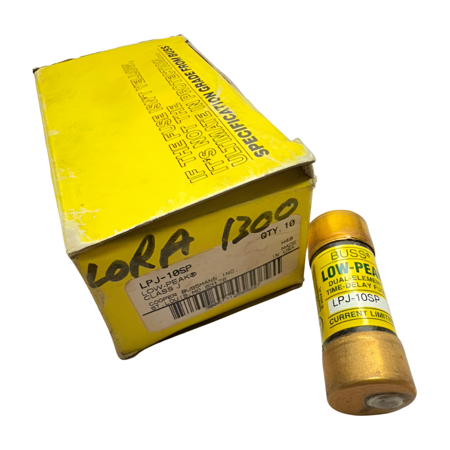 (Box of 10) Bussmann Cooper LPJ-10SP Low-Peak Dual-Element Time-Delay Fuse, 10A